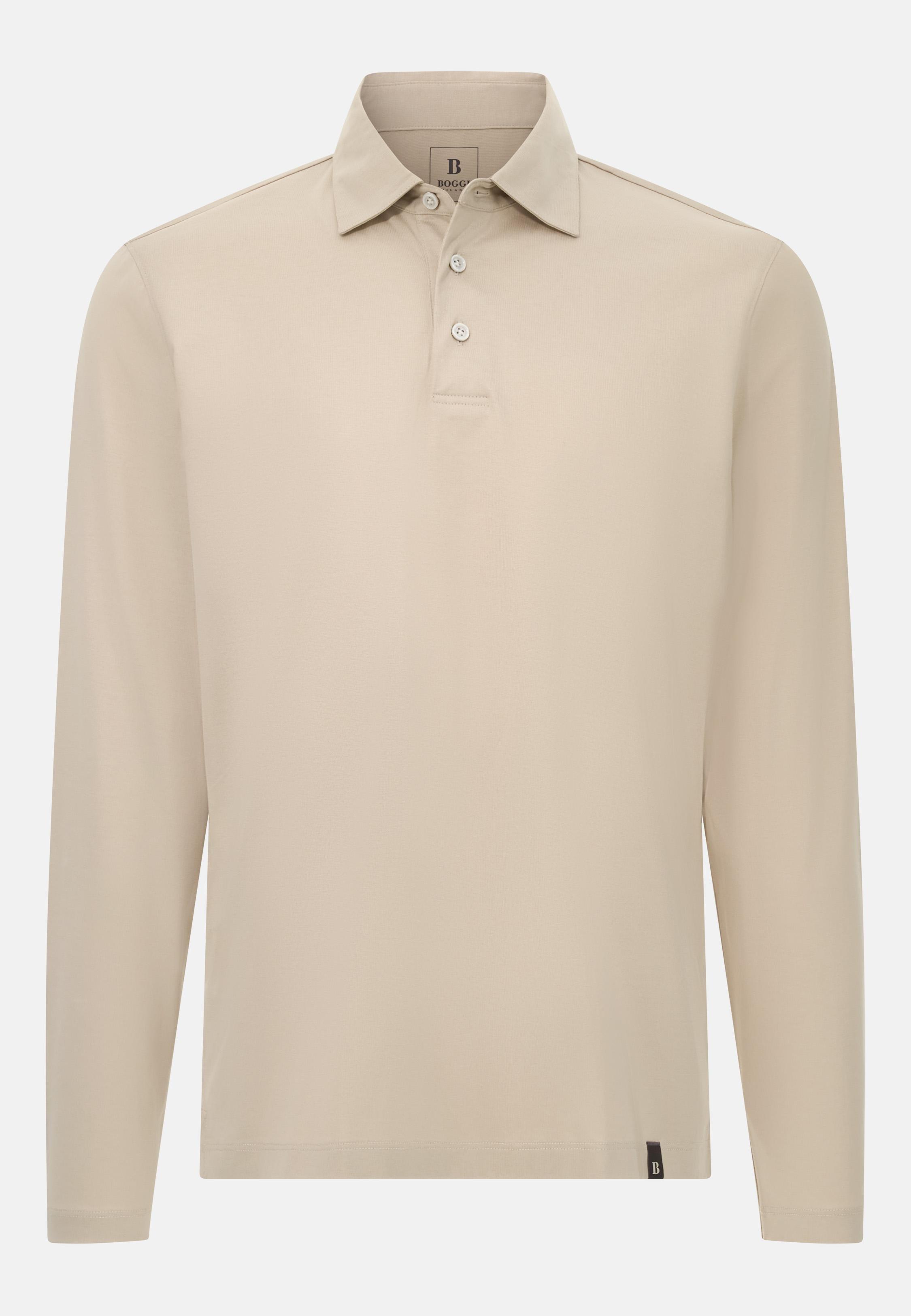 BEIGE Cotton and Silk Blend Polo Shirt, Sand, large image number 2