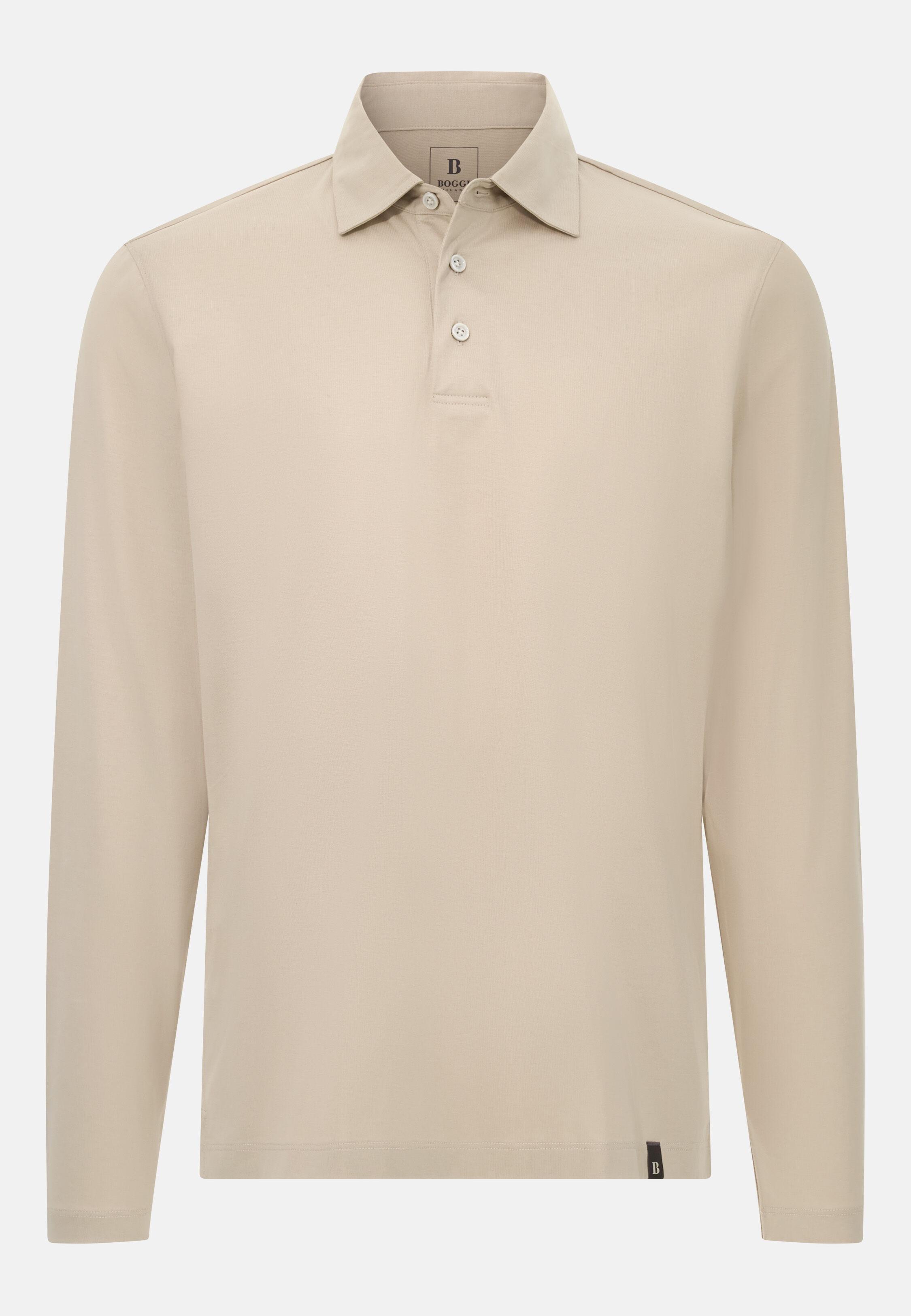 SAND Cotton and Silk Blend Polo Shirt, Sand, large image number 5