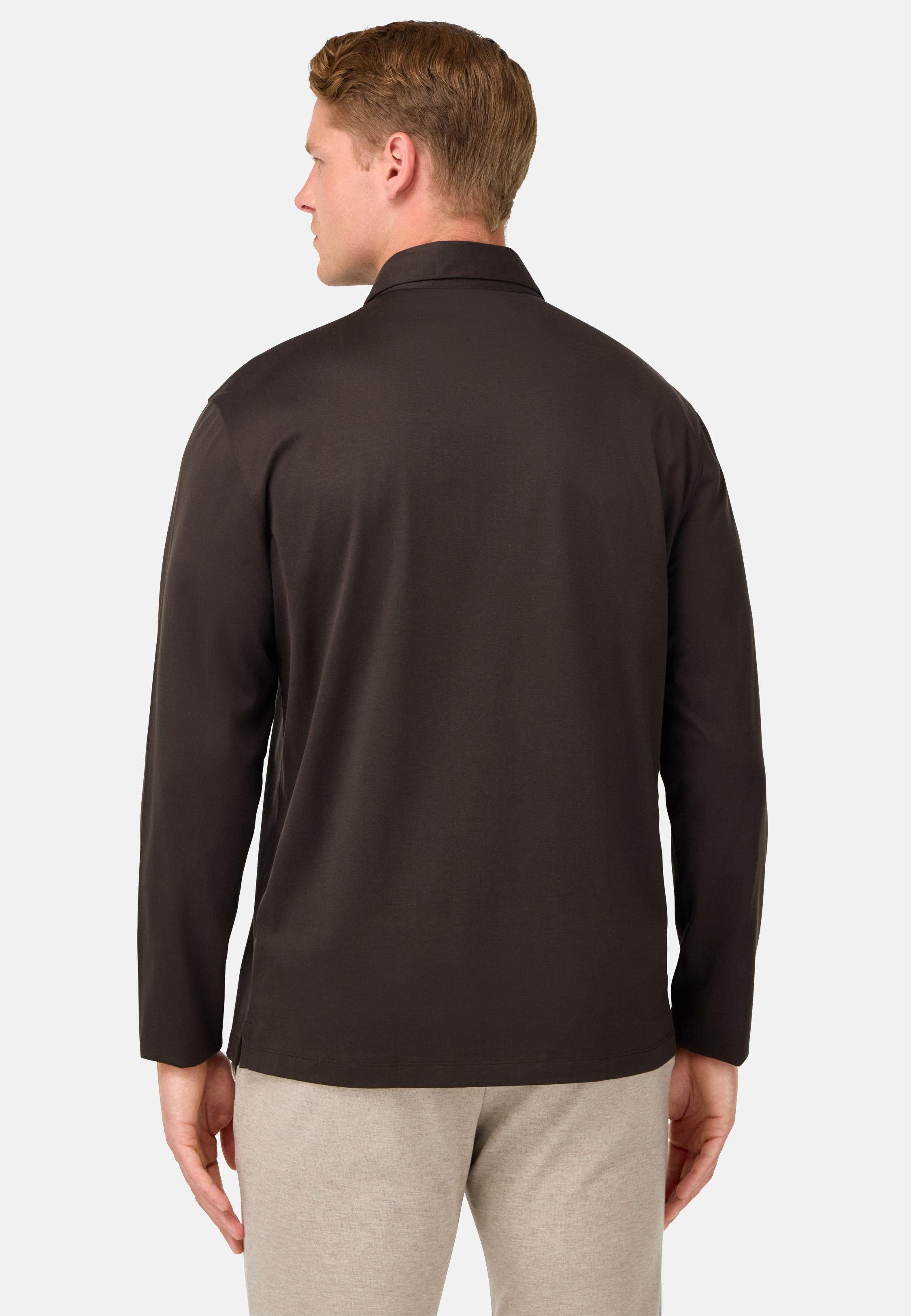 BROWN Cotton and Silk Blend Polo Shirt, , large image number 1