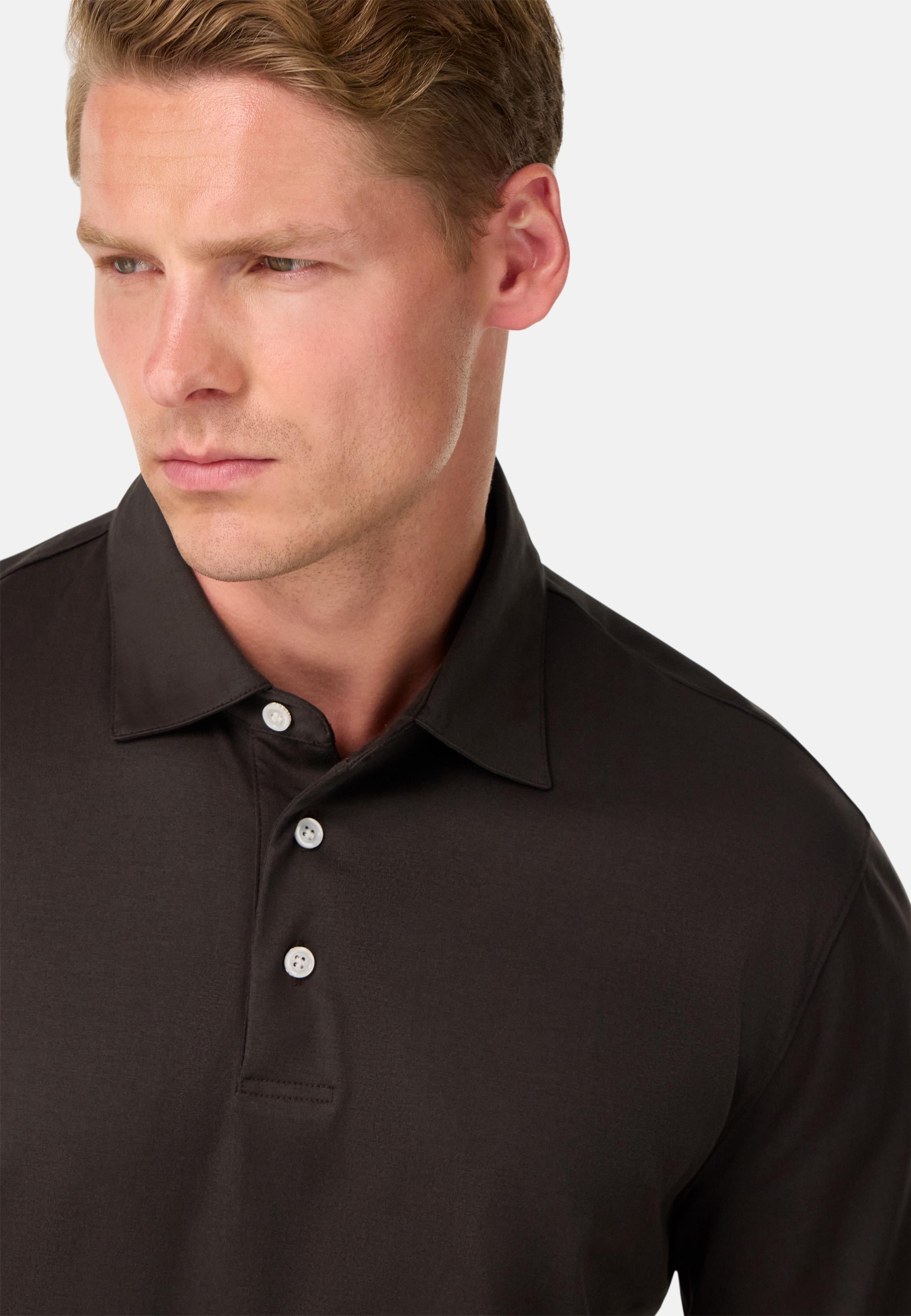 BROWN Cotton and Silk Blend Polo Shirt, , large image number 2