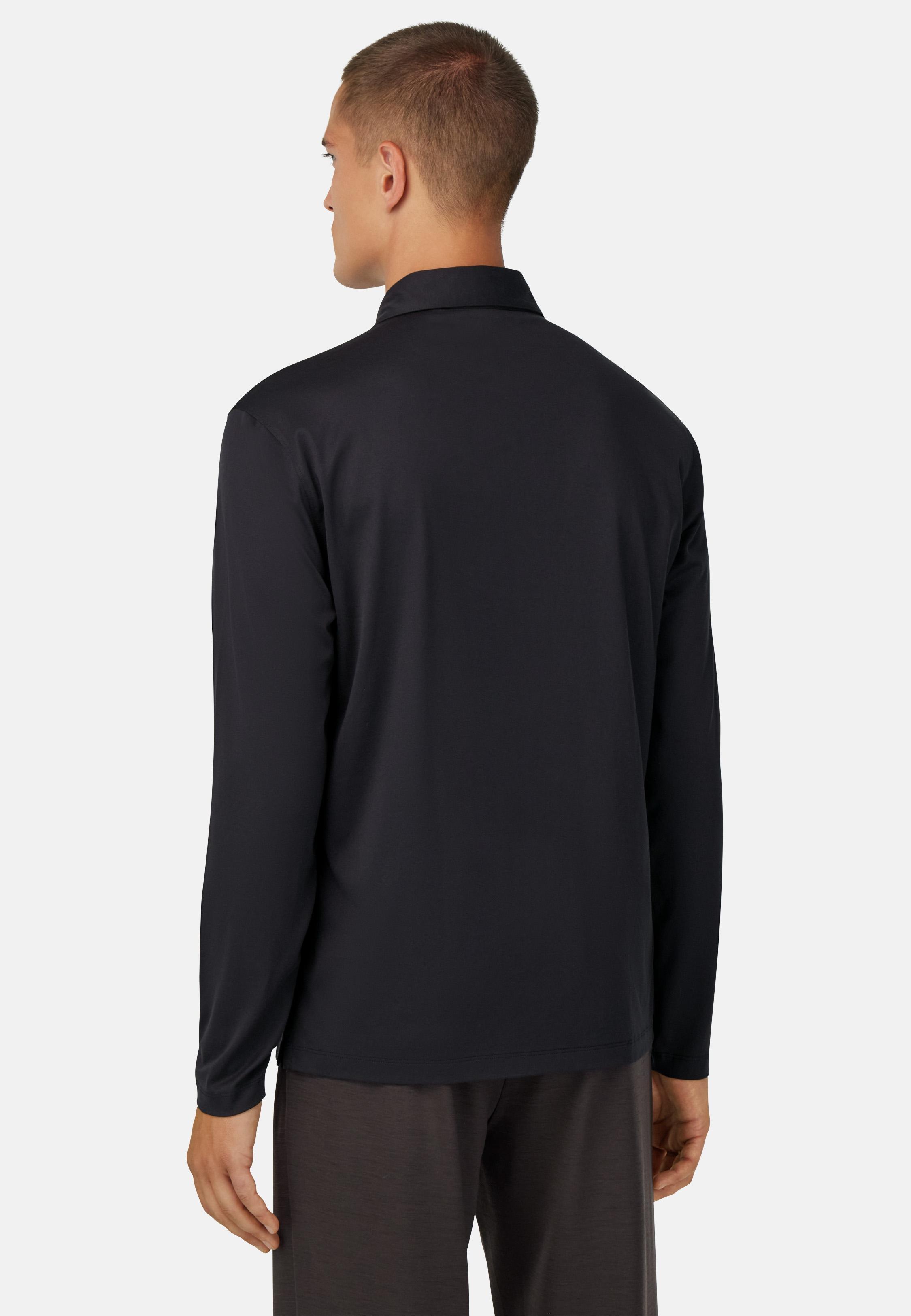 BLACK Cotton and Silk Blend Polo Shirt, , large image number 1