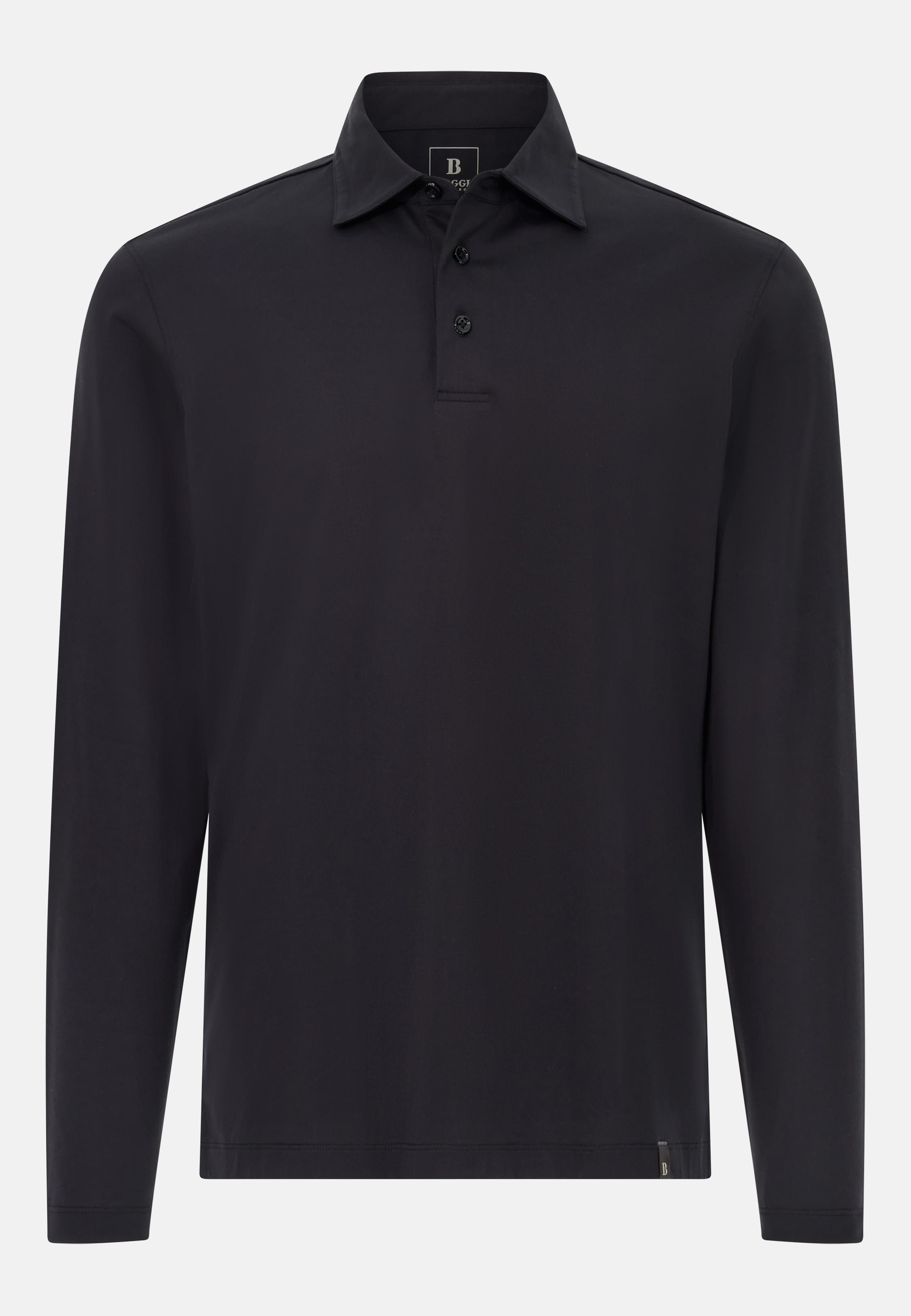 BLACK Cotton and Silk Blend Polo Shirt, , large image number 3