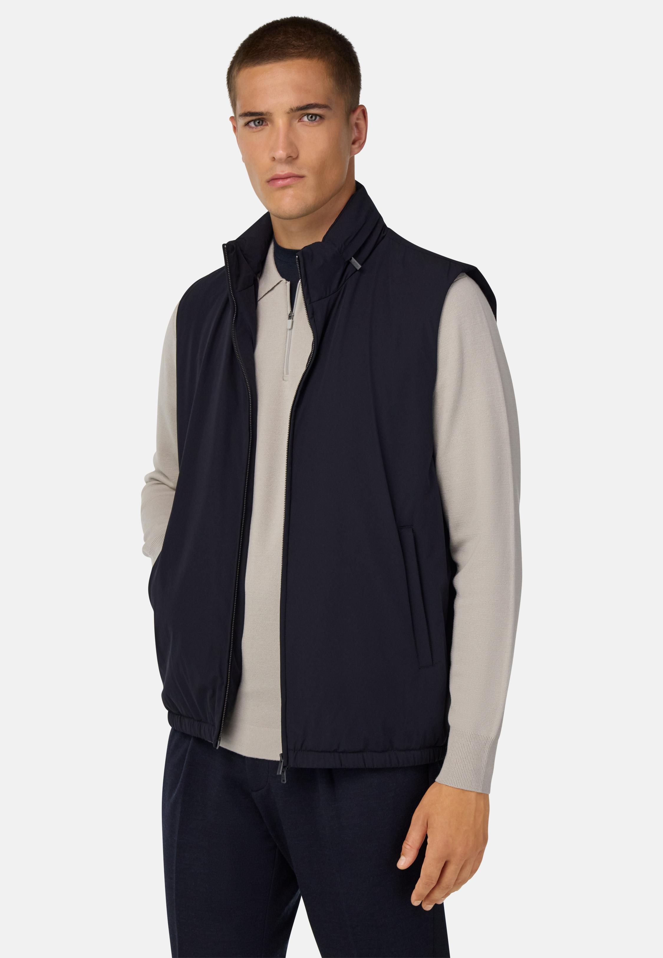 Technical Fabric Gilet Blue, Navy blue, large