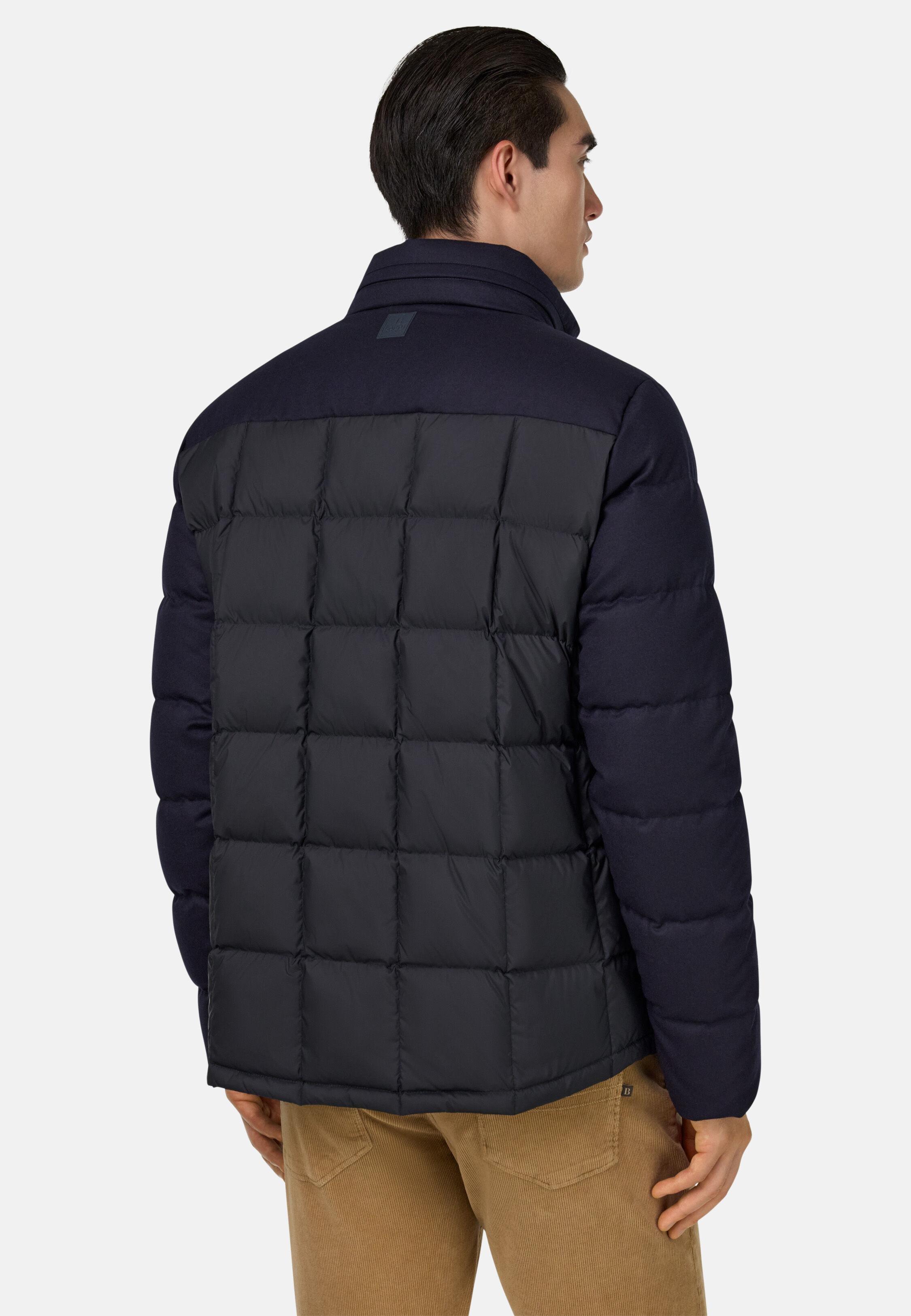 Flyn Flannel And Feather Tech Bomber Jacket Blue, 3901_NAVY, medium