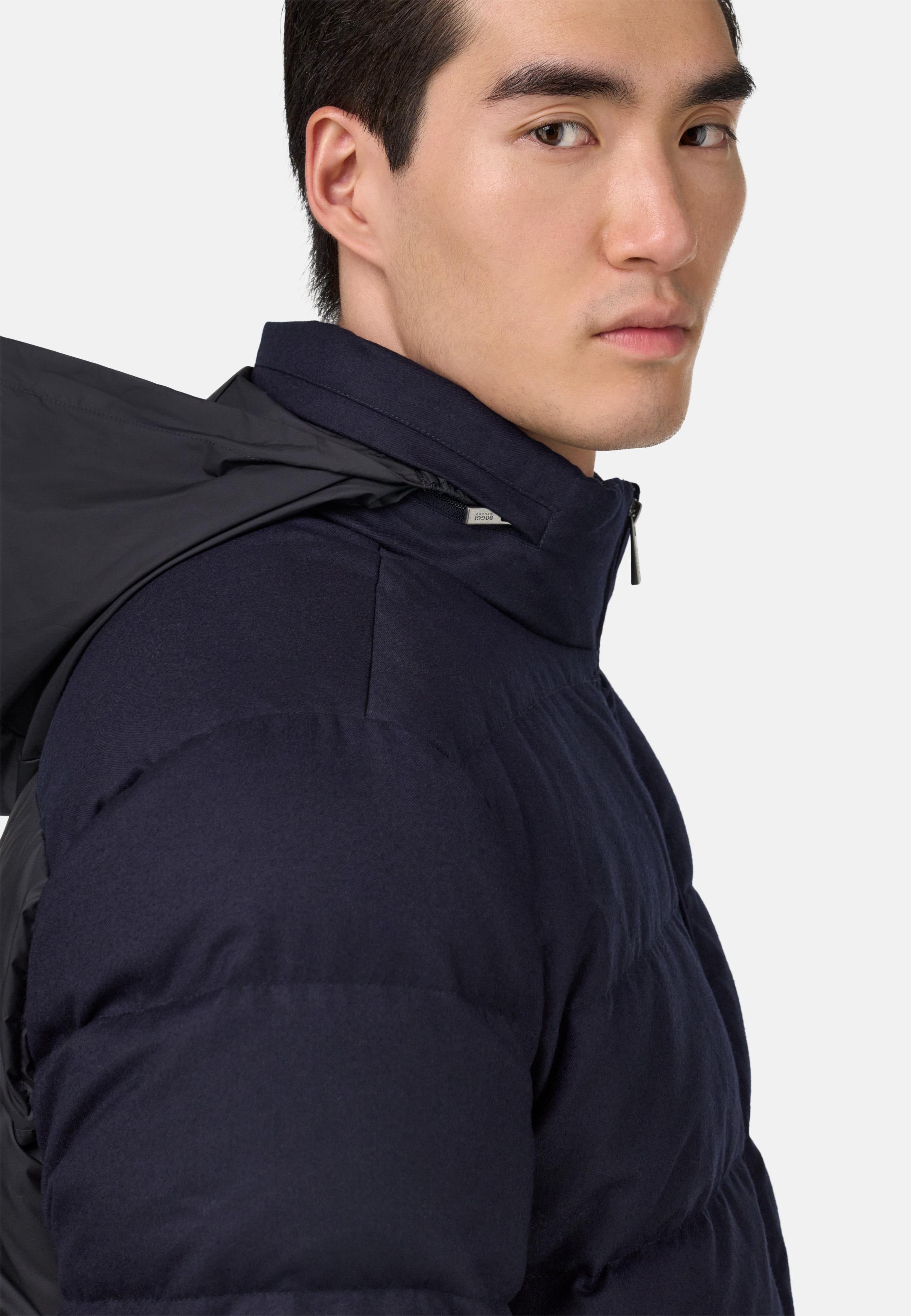 Flyn Flannel And Feather Tech Bomber Jacket Blue, Navy blue, medium