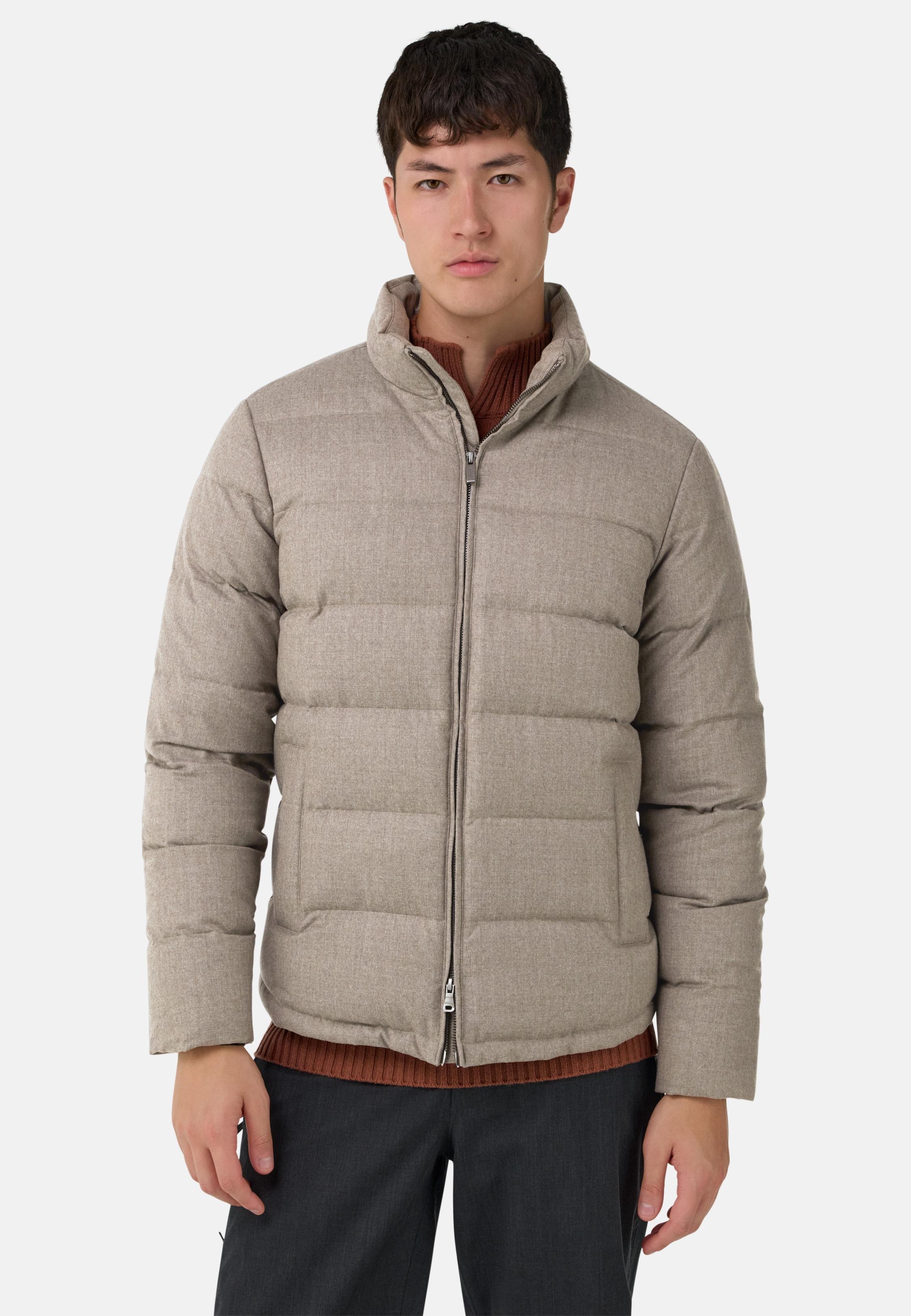 Flyn Flannel And Feather Tech Bomber Jacket Beige, Sand, medium
