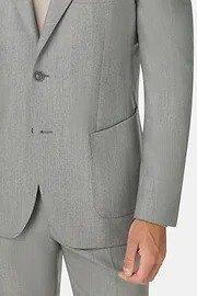 Herringbone Pure Wool Suit Grey, Light grey, large image number 2