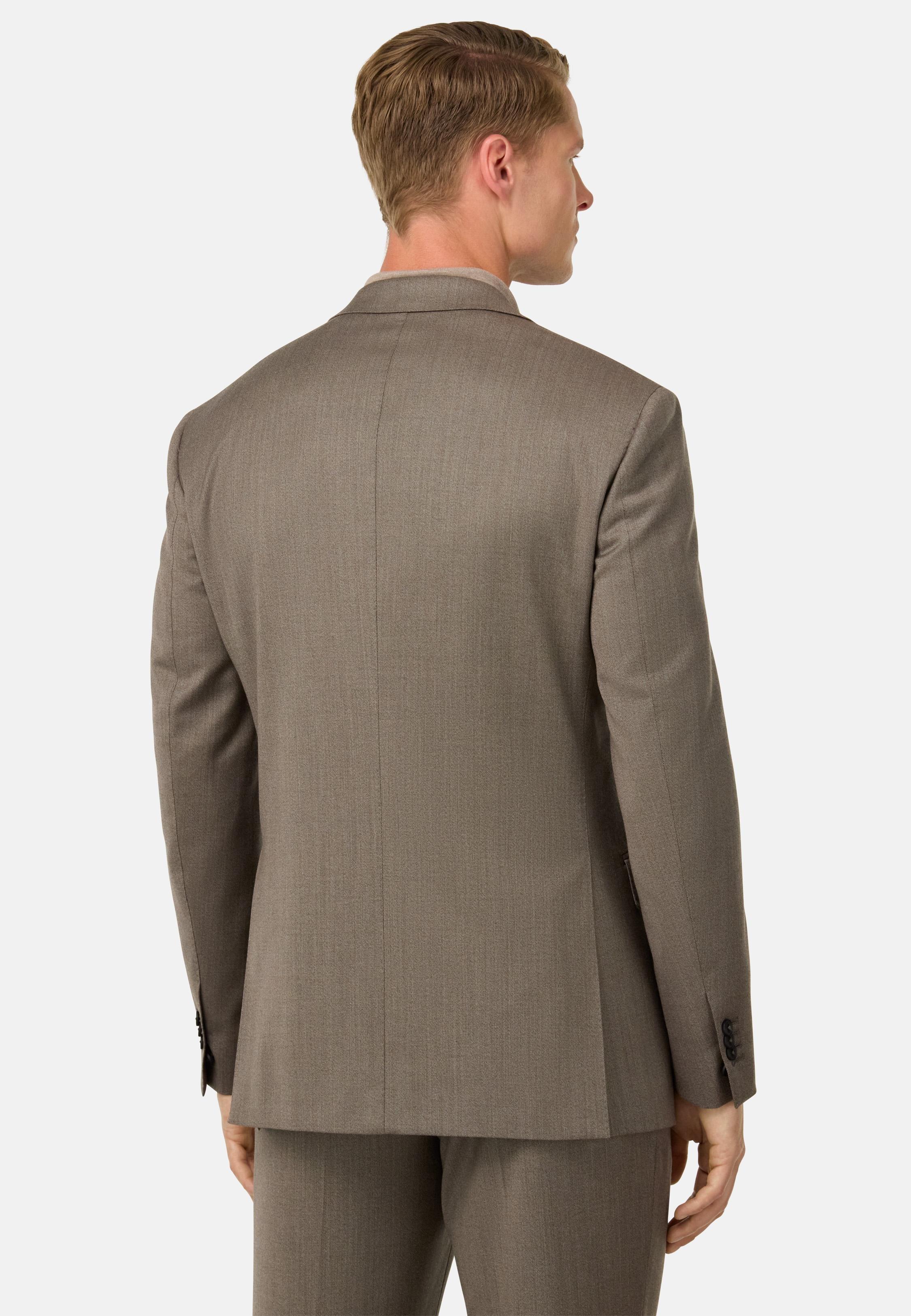 BROWN Diagonal Suit in Stretch Wool, , large image number 1