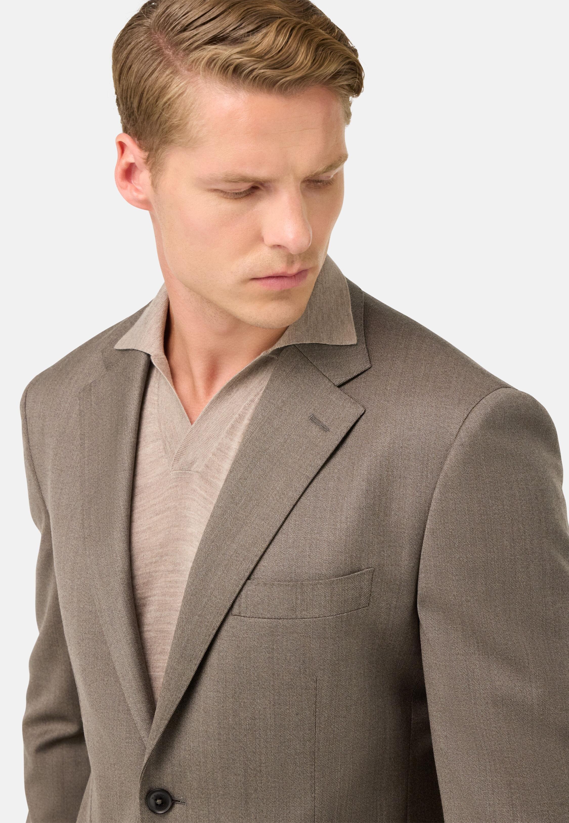 Diagonal Suit in Stretch Wool Brown, Taupe, medium