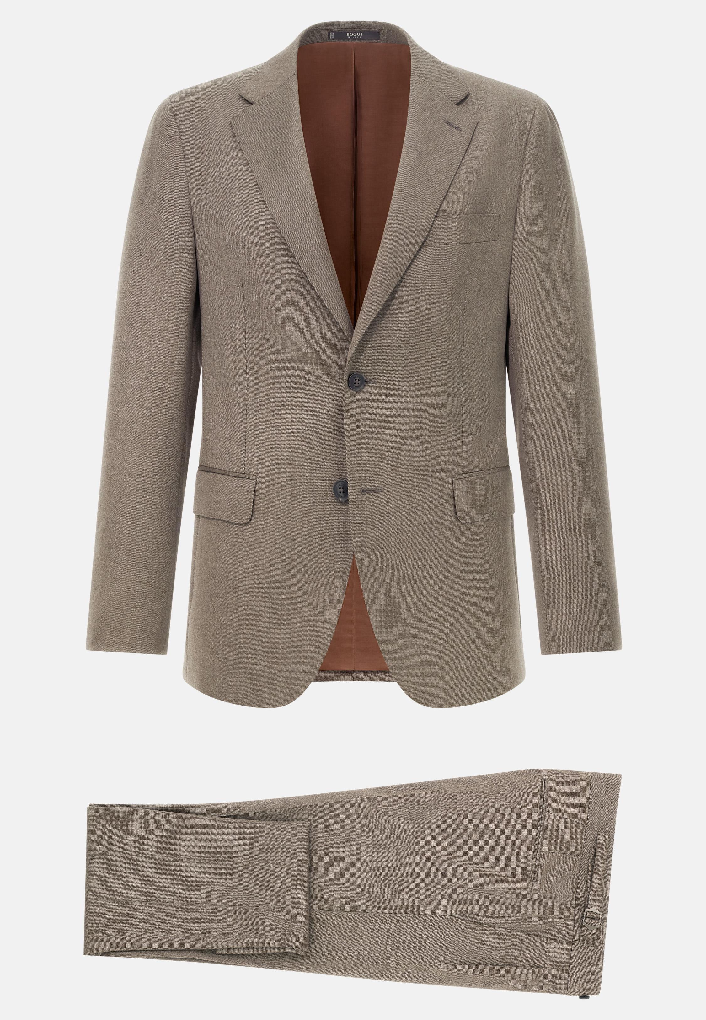 BROWN Diagonal Suit in Stretch Wool, , large image number 4