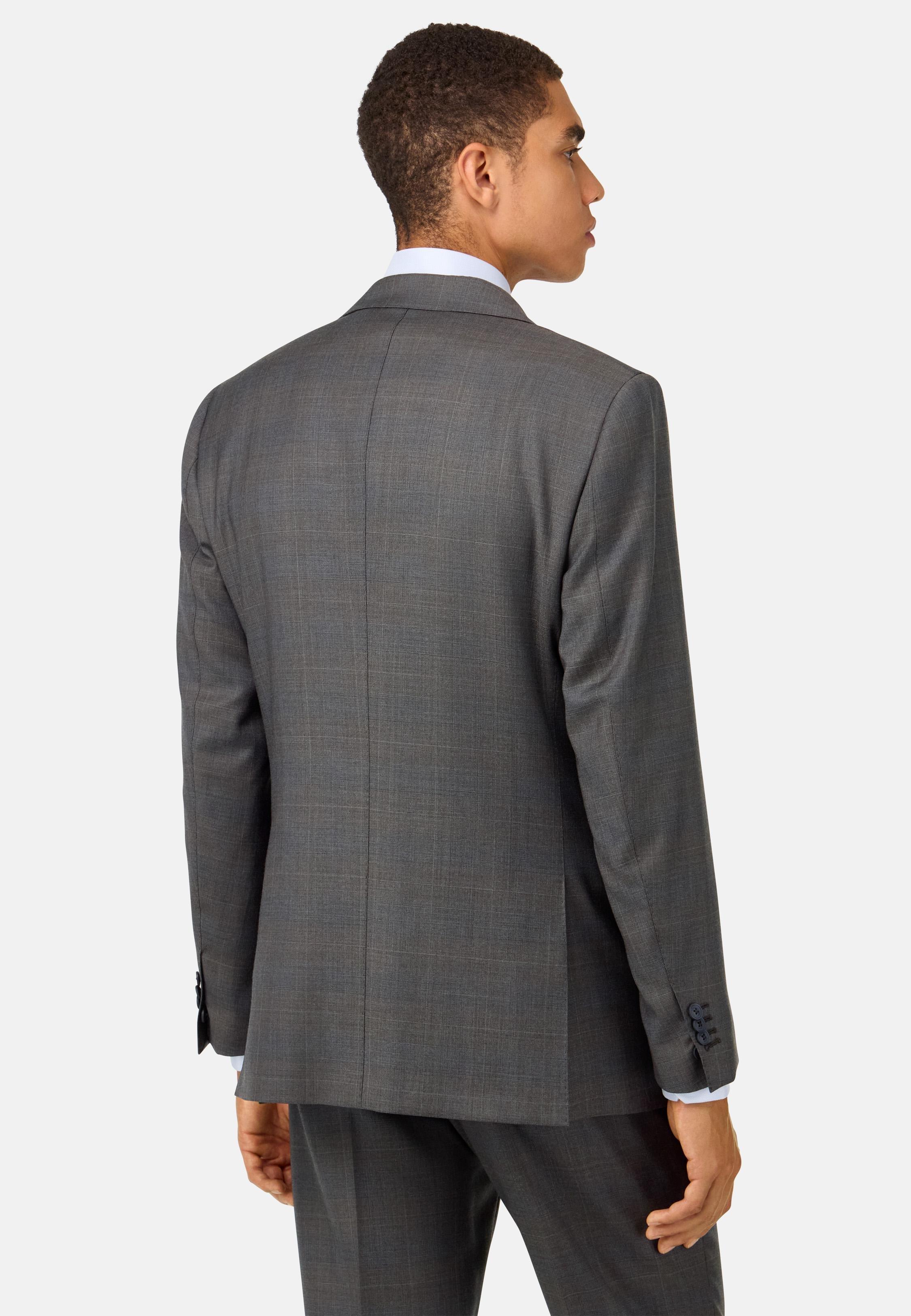 BROWN Prince of Wales Check Pure Wool Suit, , large image number 1