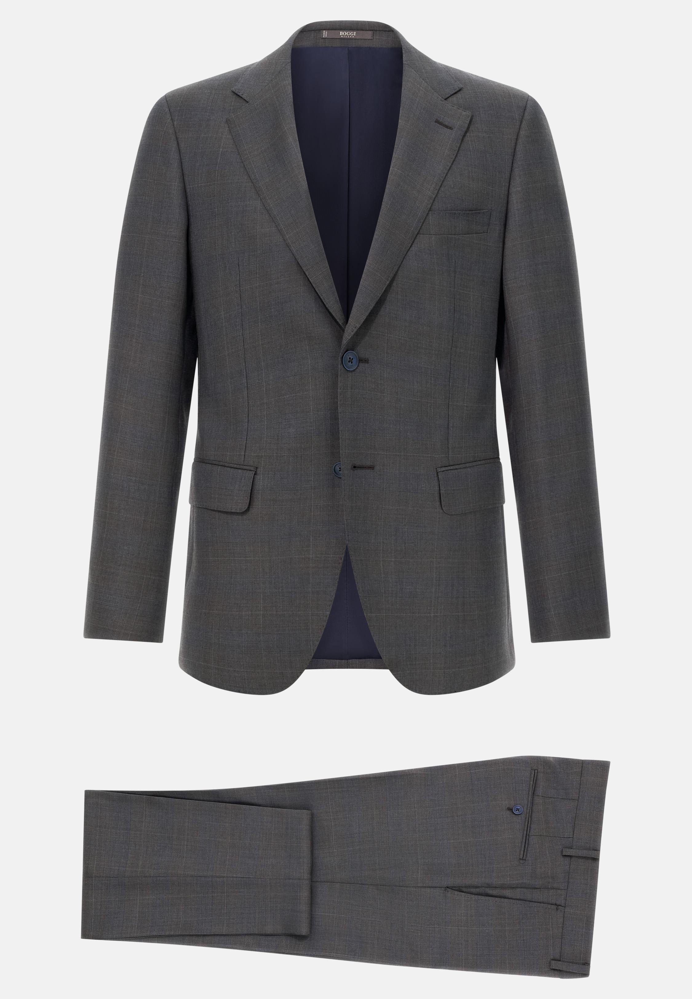 BROWN Prince of Wales Check Pure Wool Suit, , large image number 4