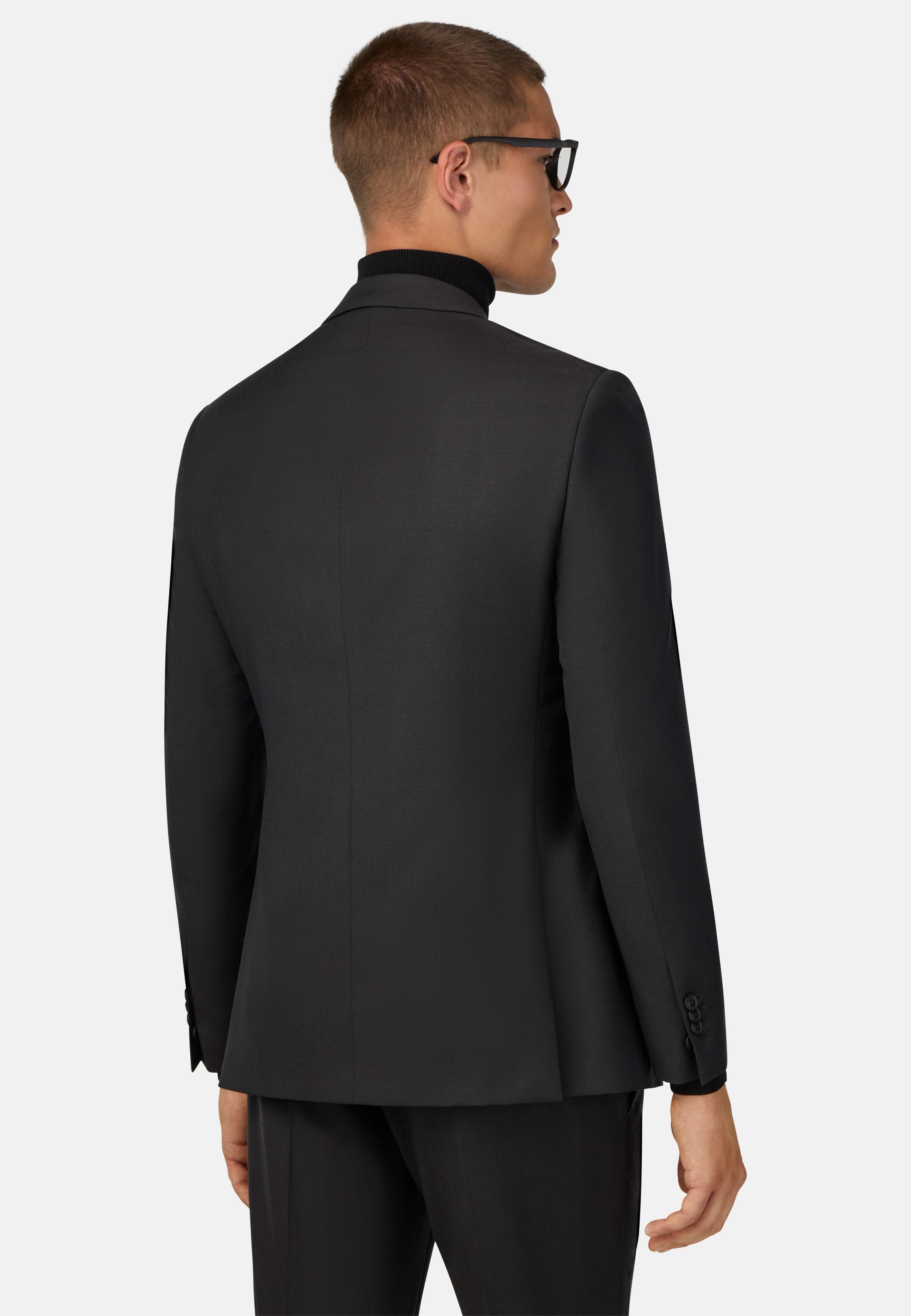 Micro Pattern Suit in Natural Stretch Wool Brown, Dark brown, medium