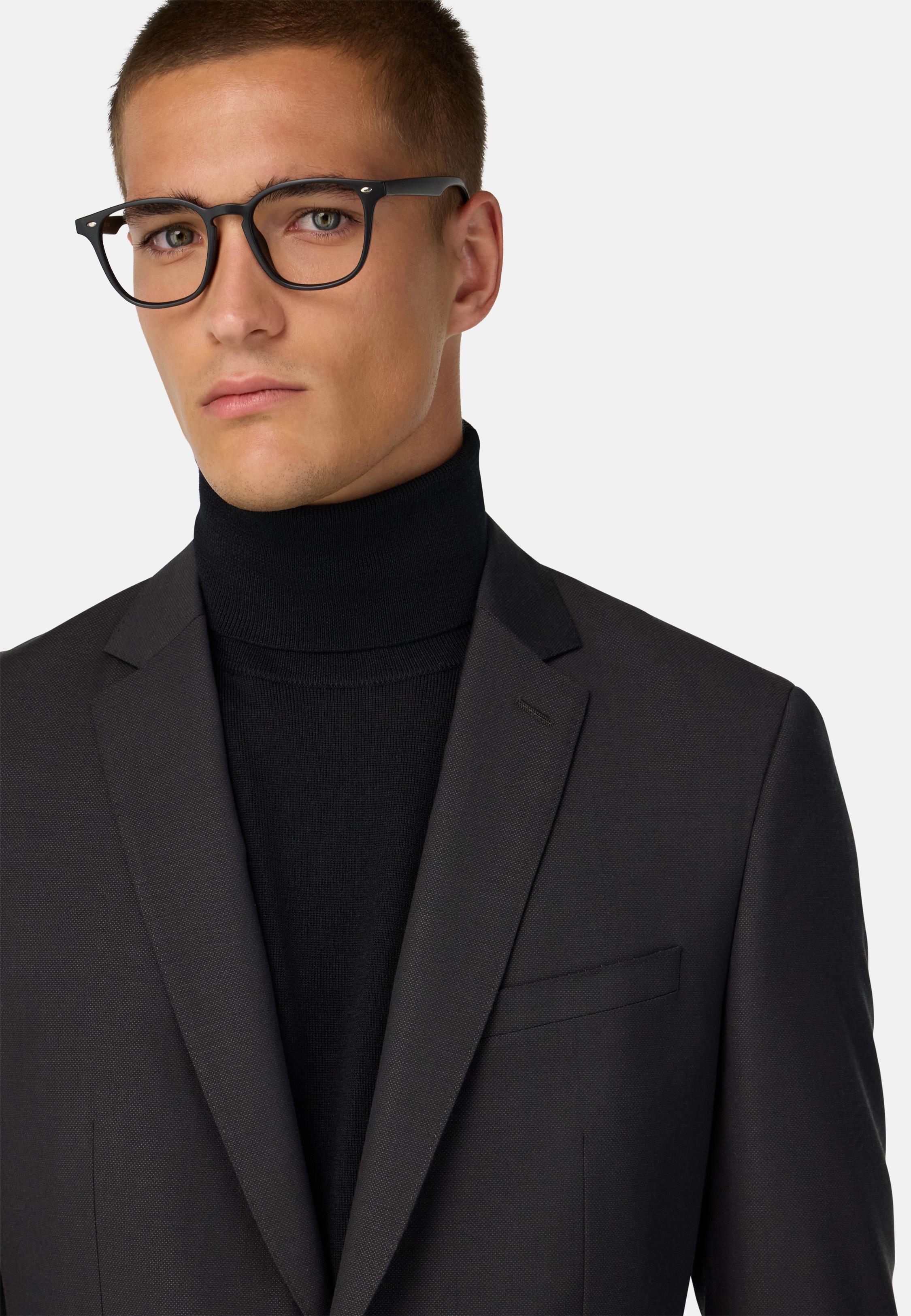 Micro Pattern Suit in Natural Stretch Wool Brown, Dark brown, medium