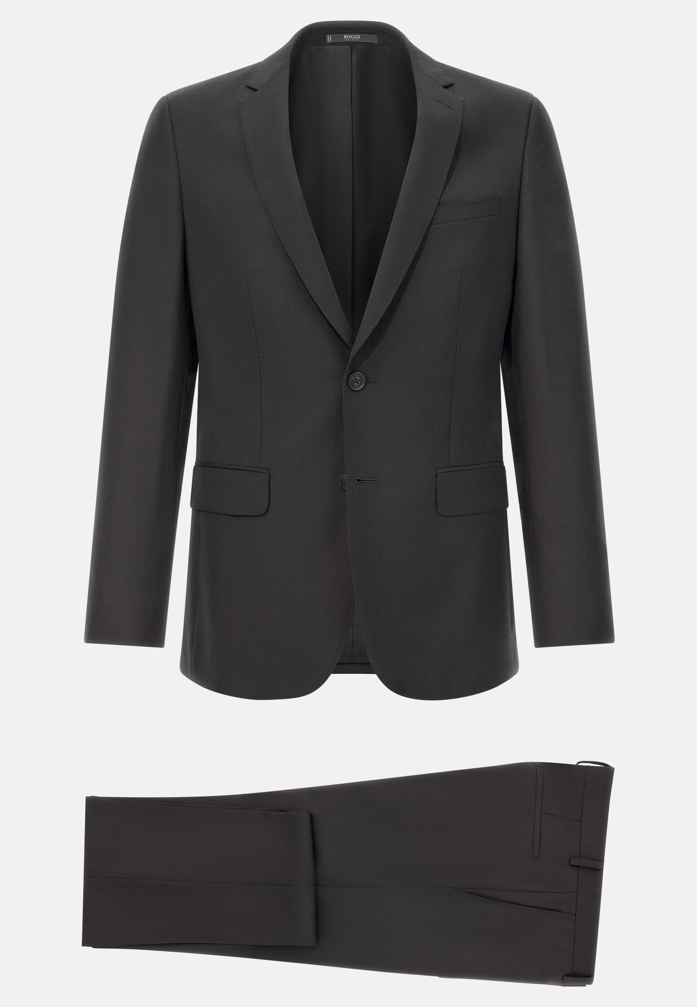 Micro Pattern Suit in Natural Stretch Wool Brown, Dark brown, large image number 4