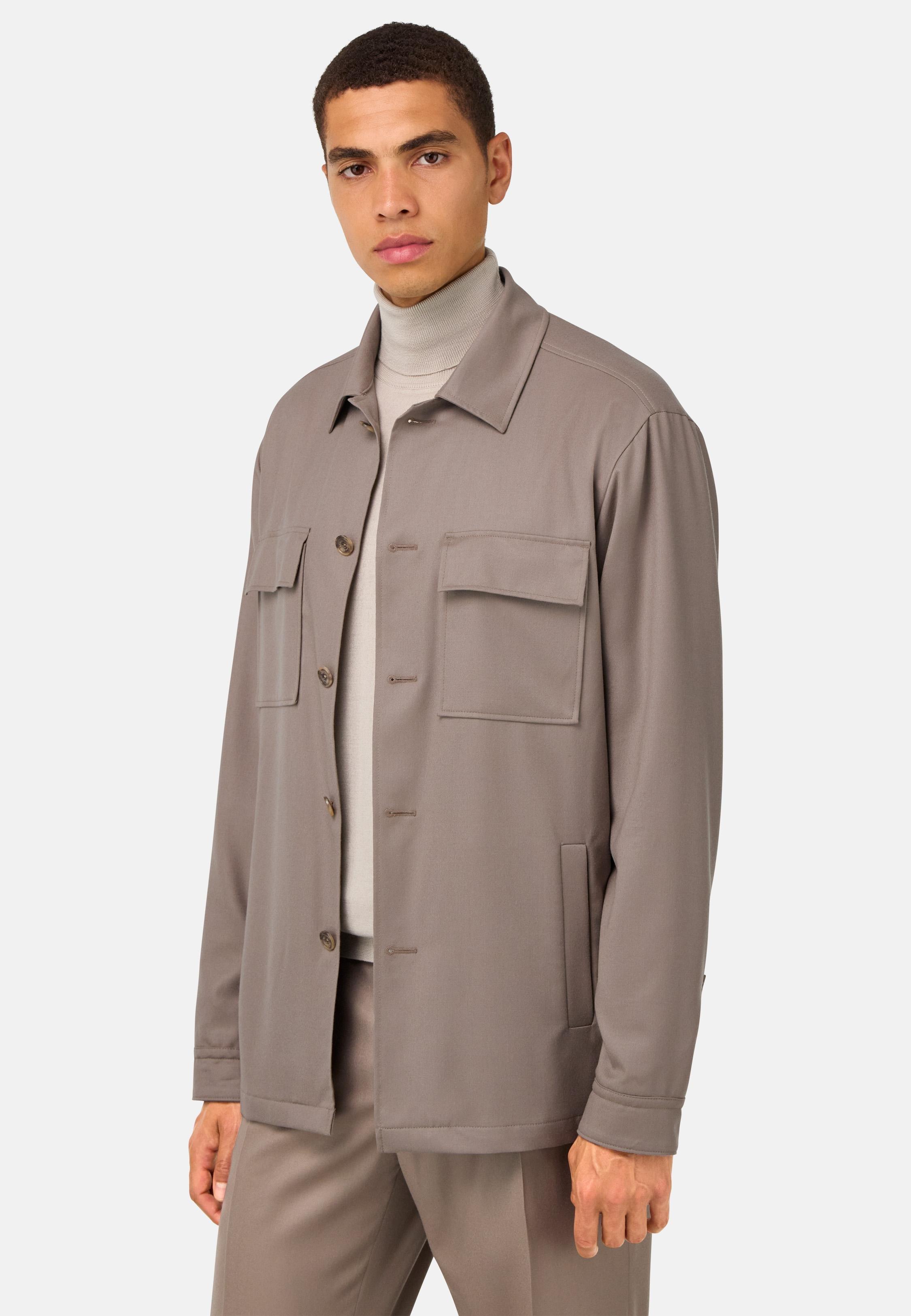 Link Shirt Jacket In Wool Flannel Beige, , large image number 0
