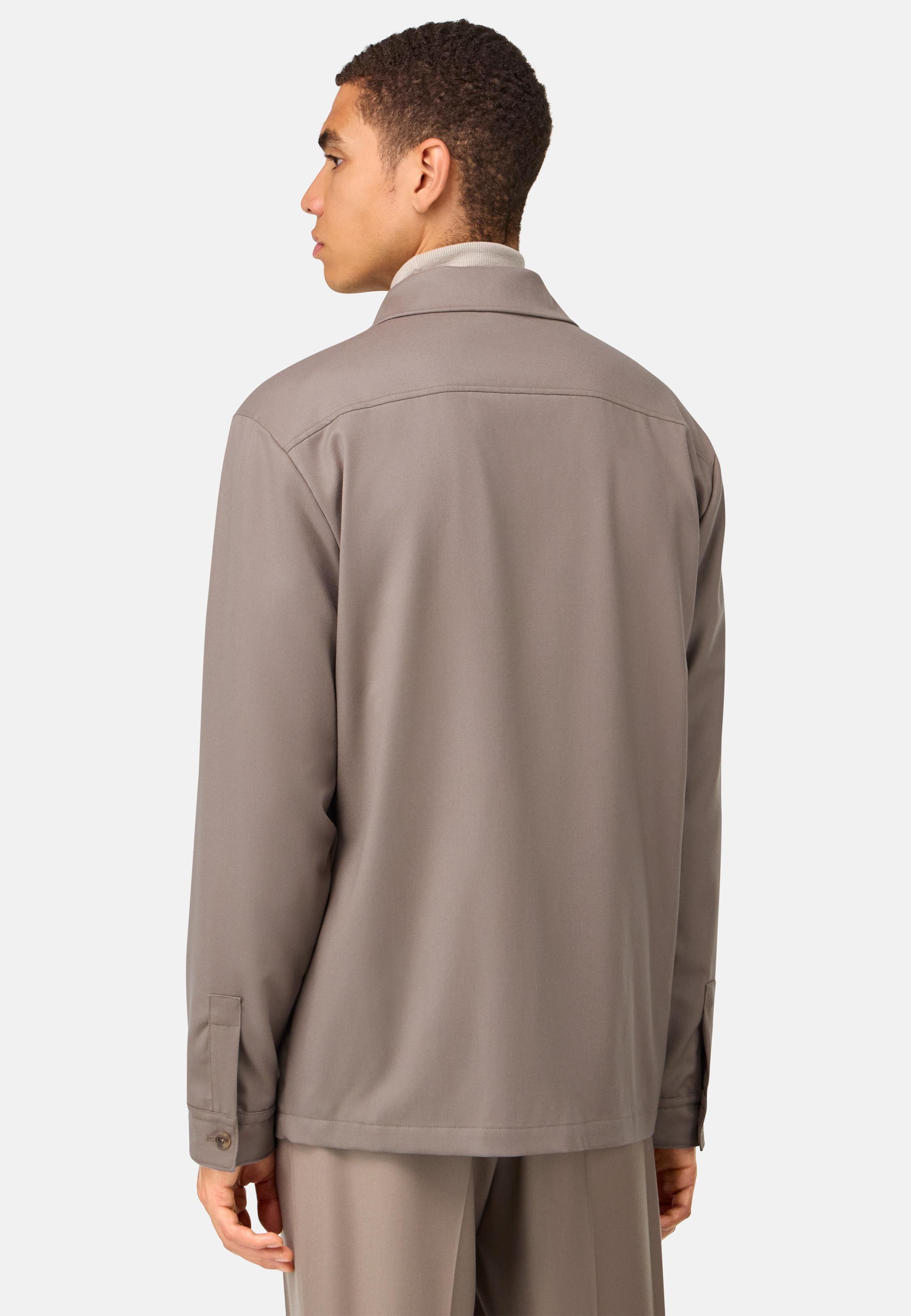 Link Shirt Jacket In Wool Flannel Beige, , large image number 1