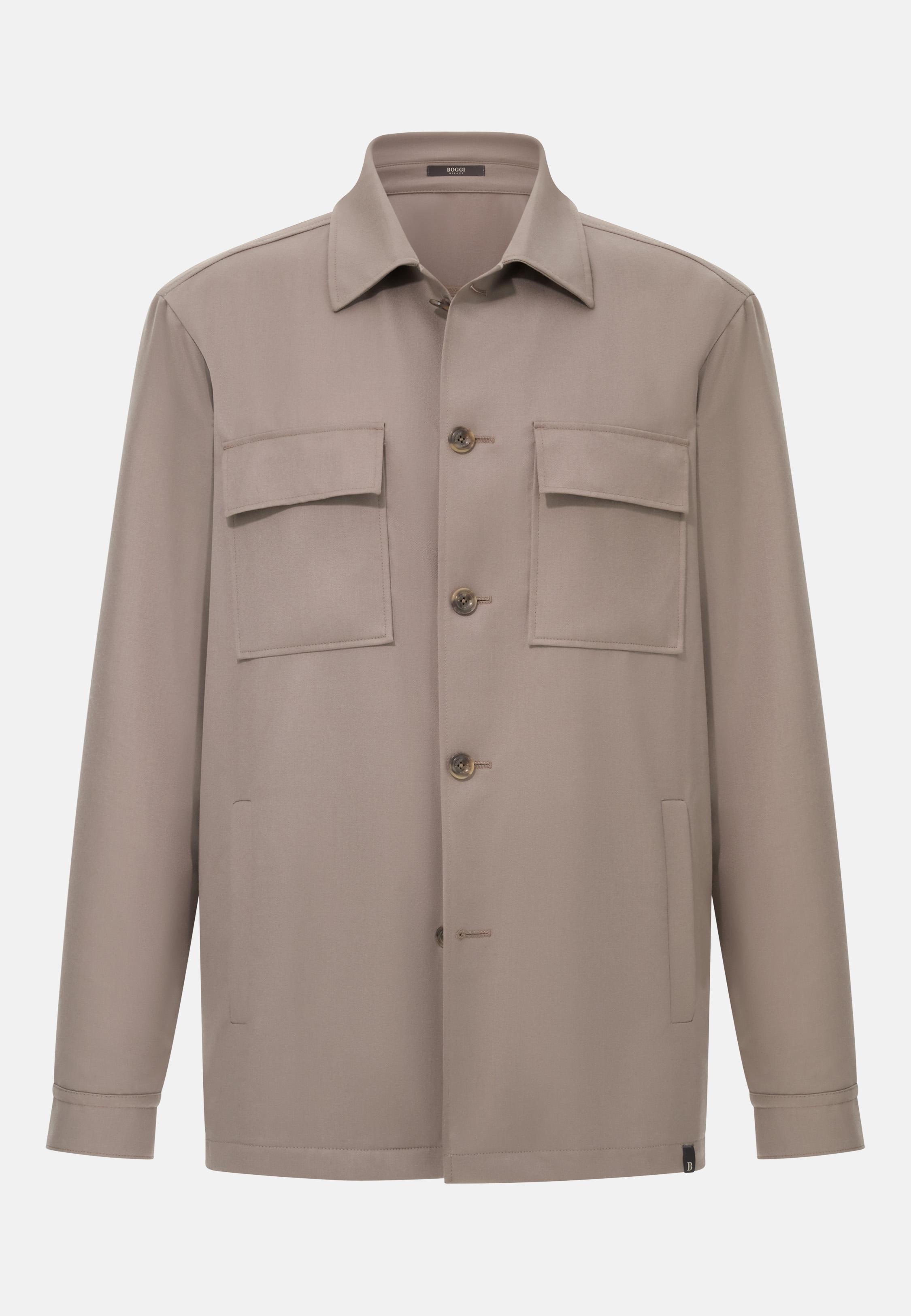 Link Shirt Jacket In Wool Flannel Beige, , large image number 3