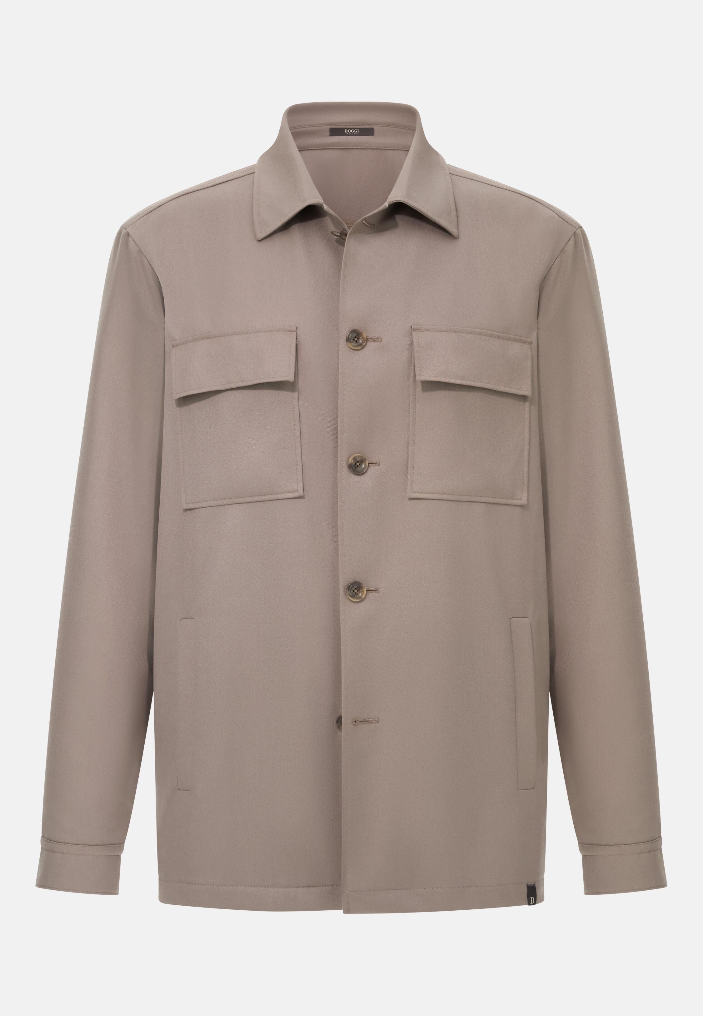Link Shirt Jacket In Wool Flannel Beige, Beige, large image number 4