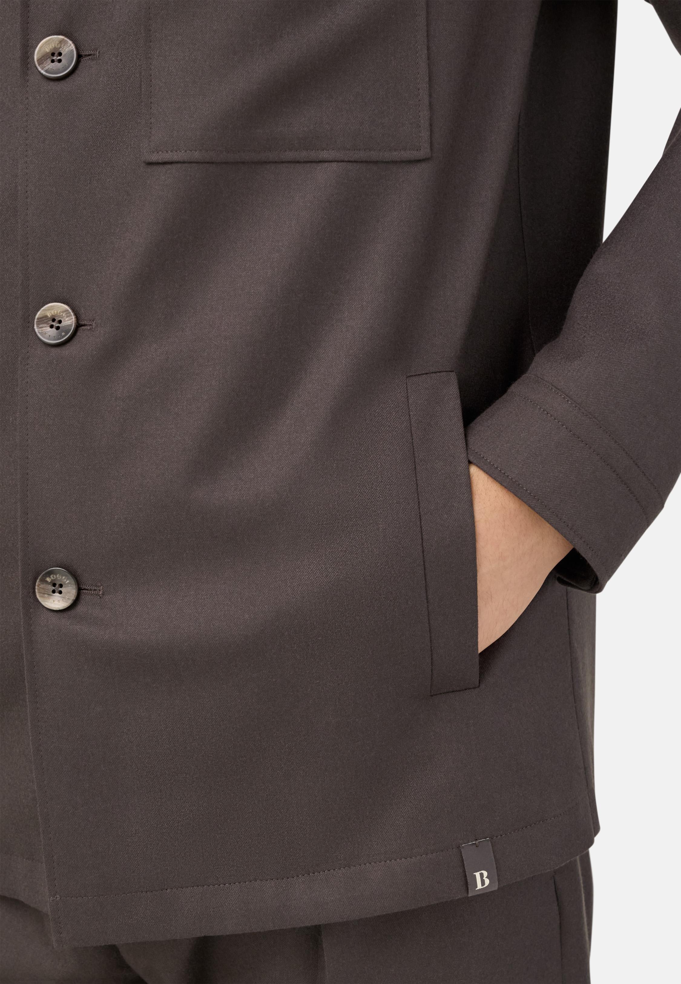 Link Shirt Jacket In Wool Flannel Brown, Brown, large image number 2