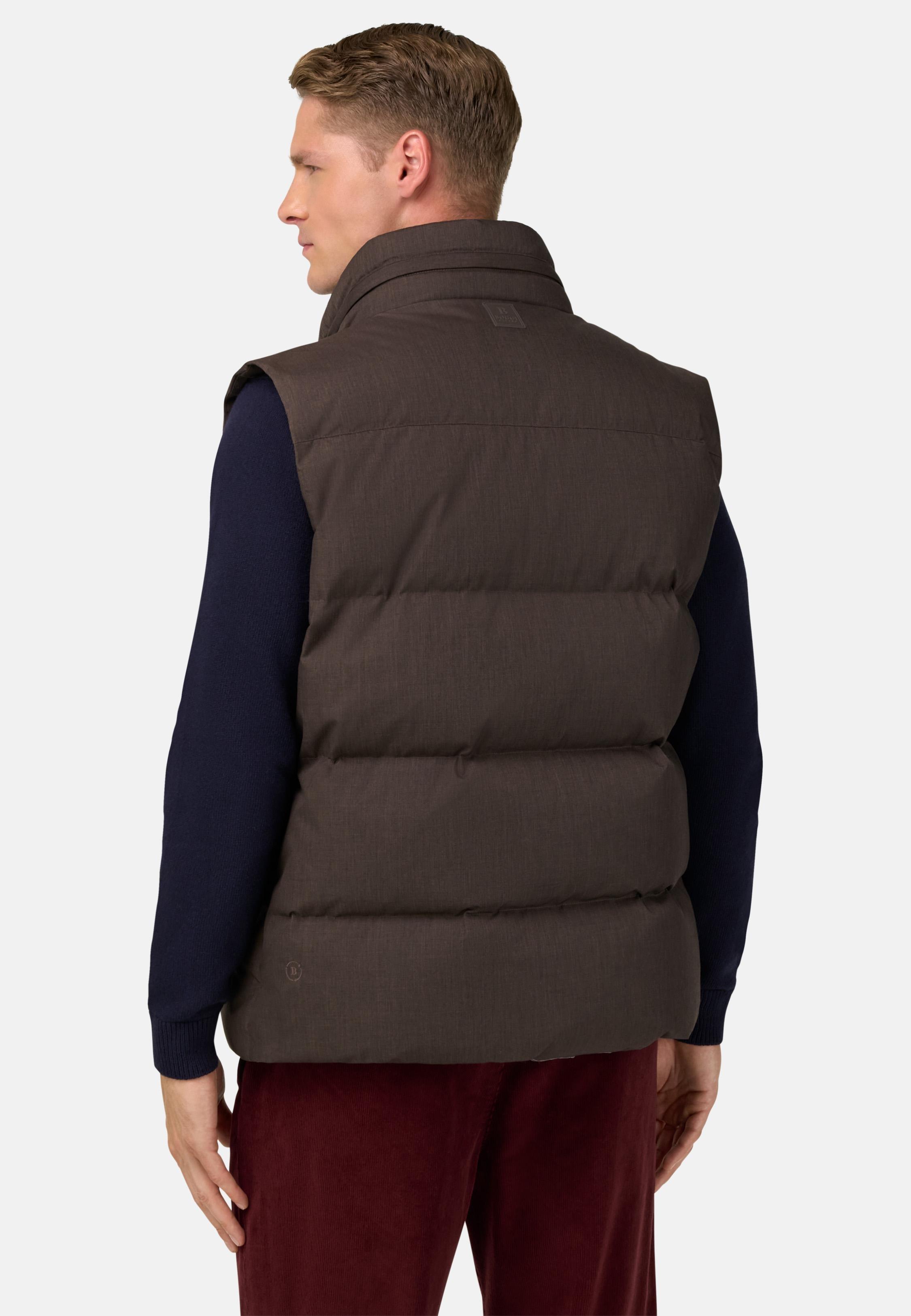 Gilet In Technical Fabric With Goose Down Brown, Brown, medium