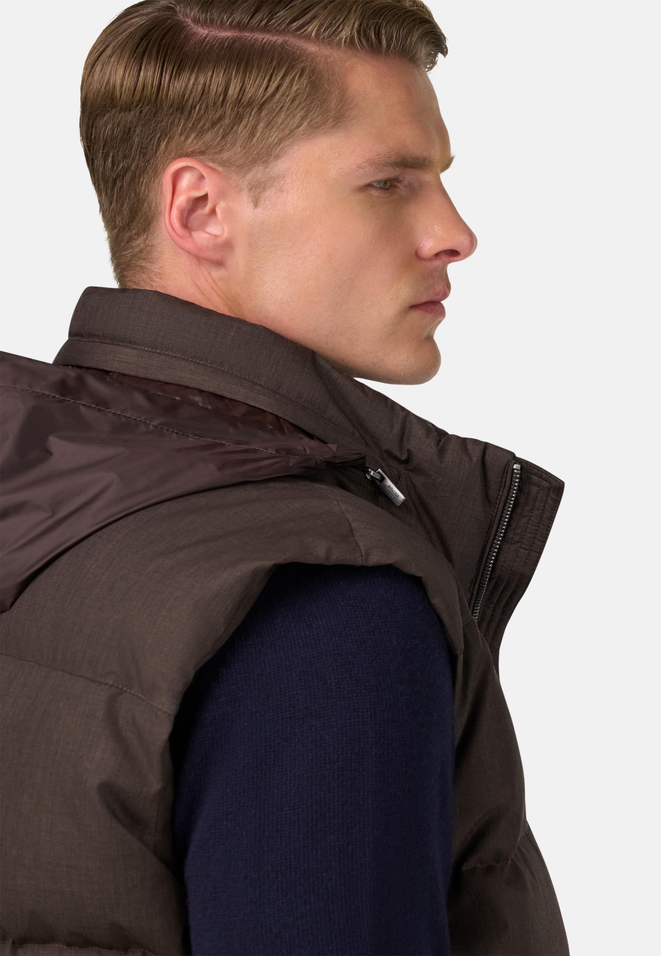 Gilet In Technical Fabric With Goose Down Brown, Brown, medium
