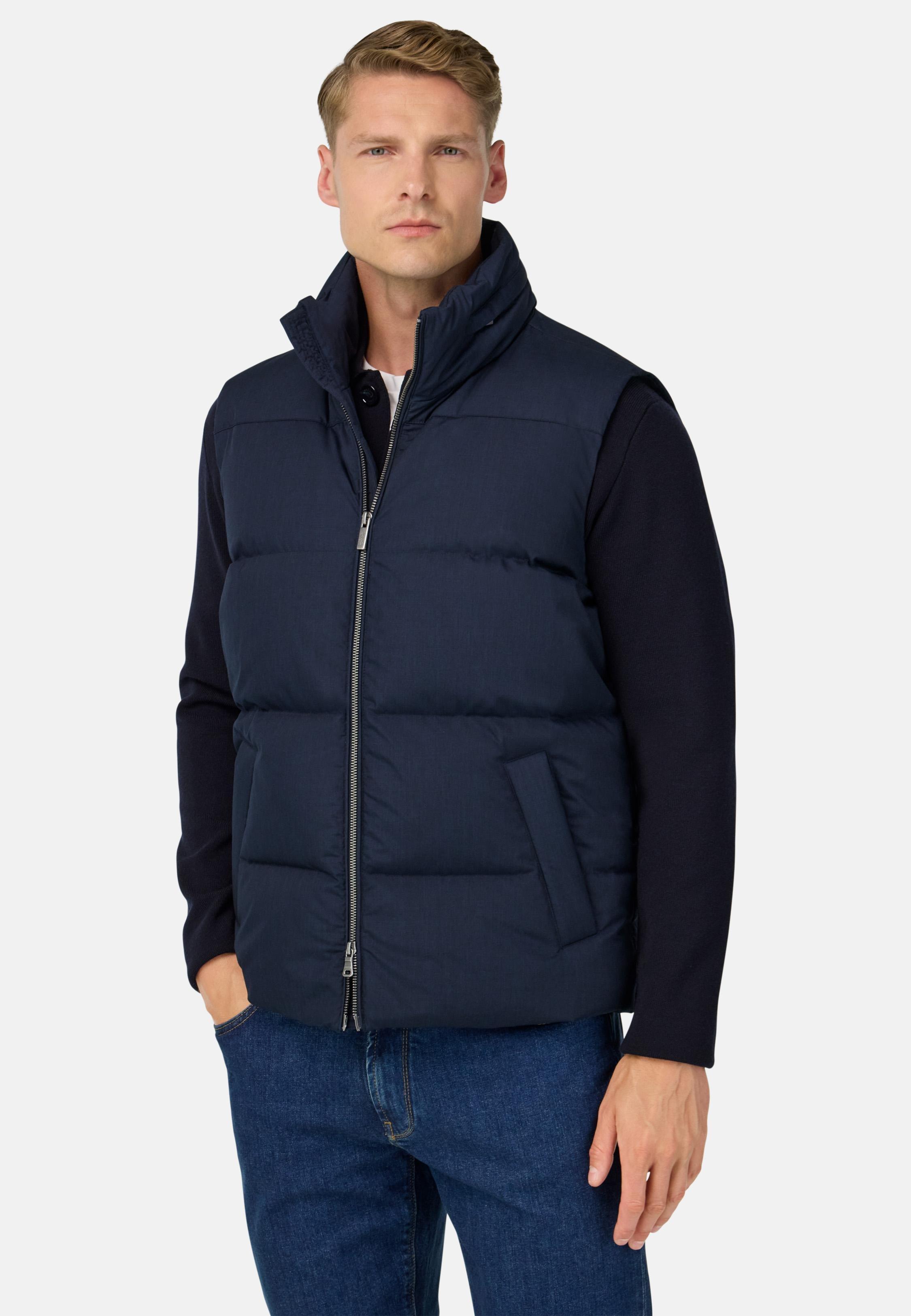 Gilet In Technical Fabric With Goose Down Blue, Navy blue, medium