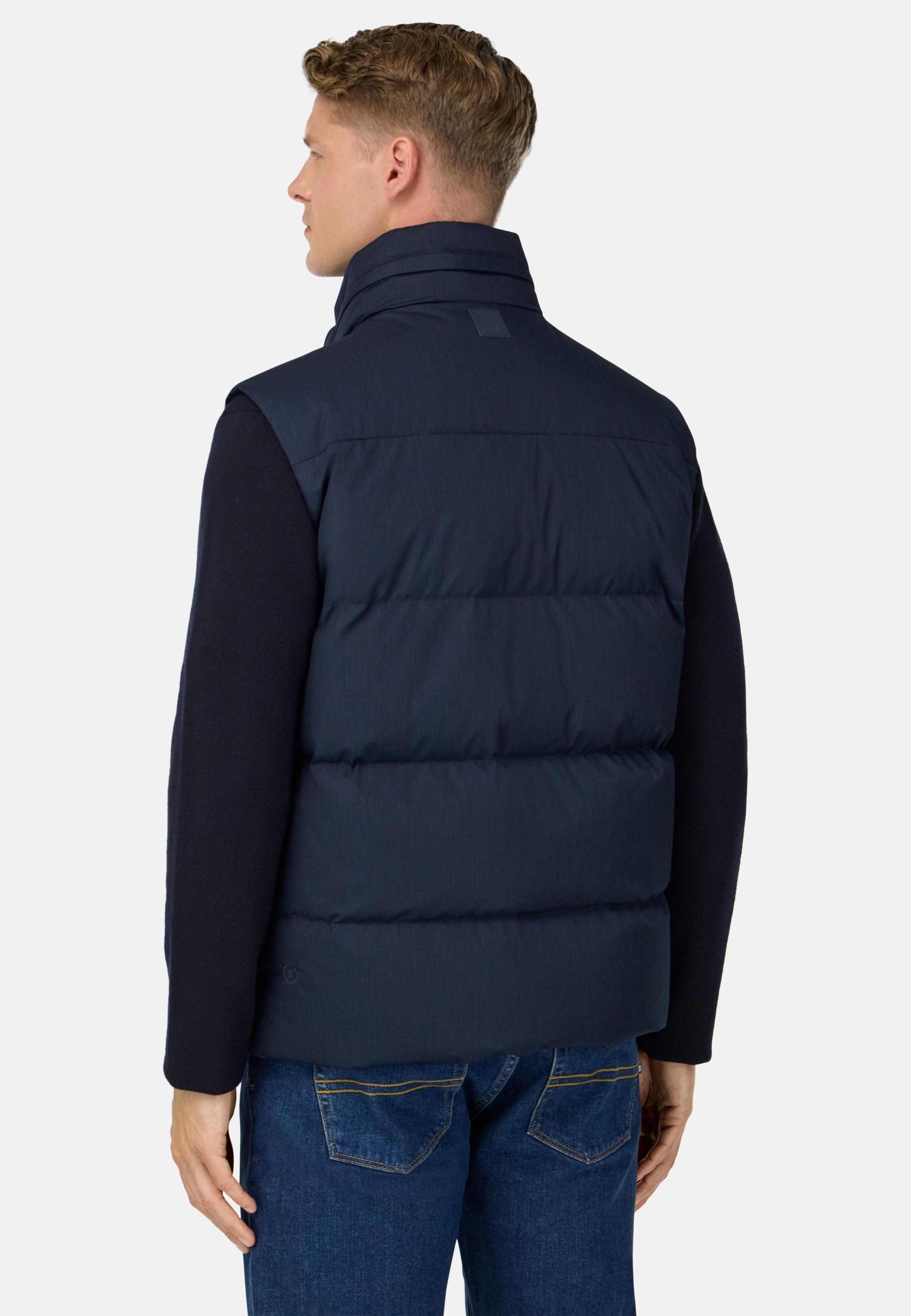 Gilet In Technical Fabric With Goose Down Blue, Navy blue, medium