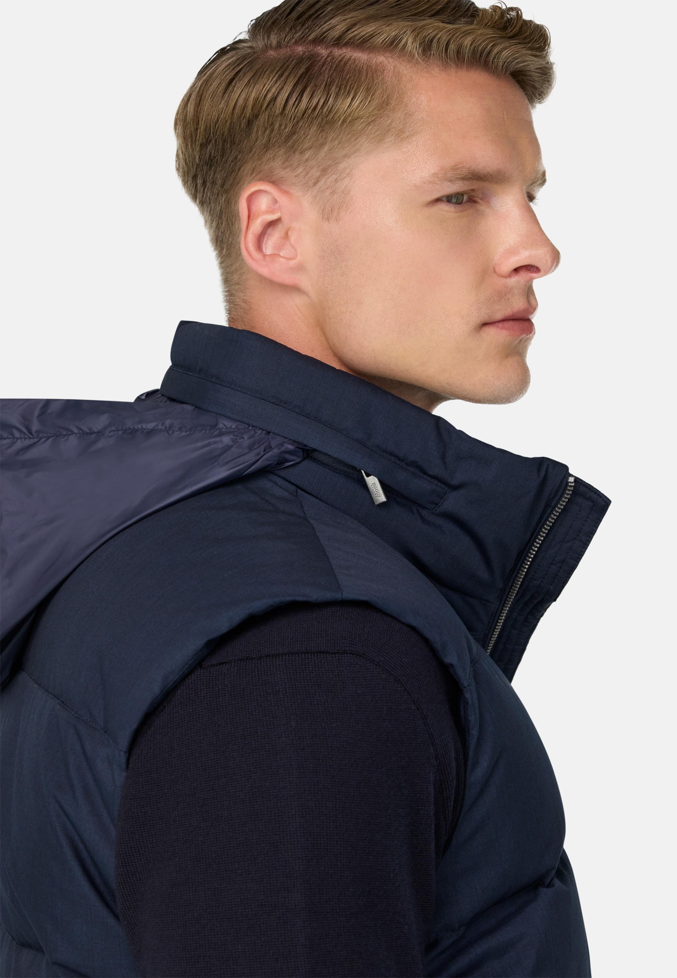 Gilet In Technical Fabric With Goose Down Blue, Navy blue, medium