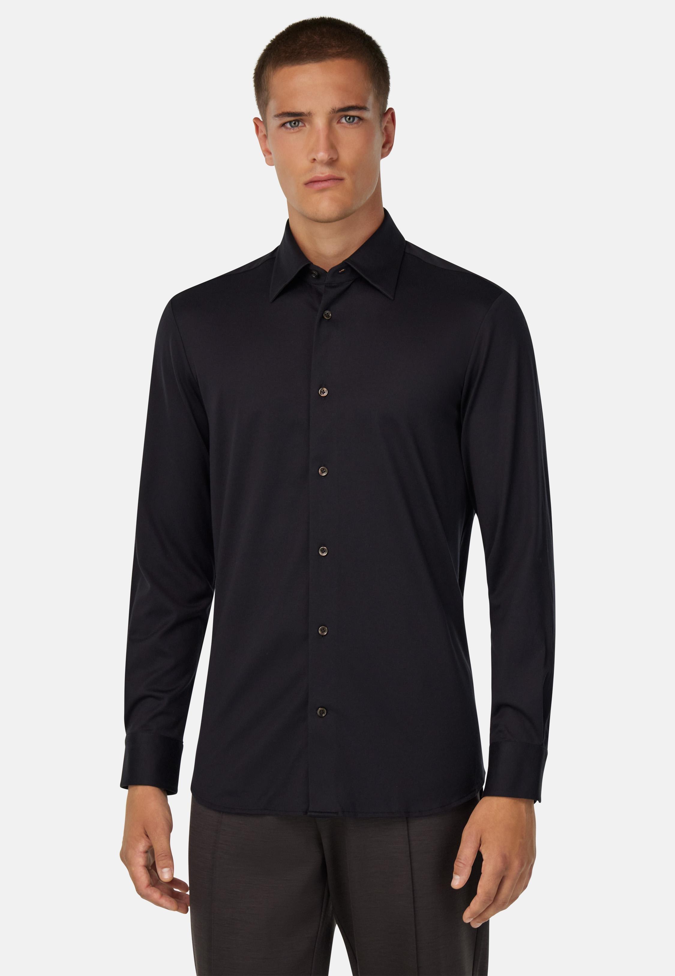 Regular Fit Cotton And Silk Polo Shirt Black, Black, large image number 0