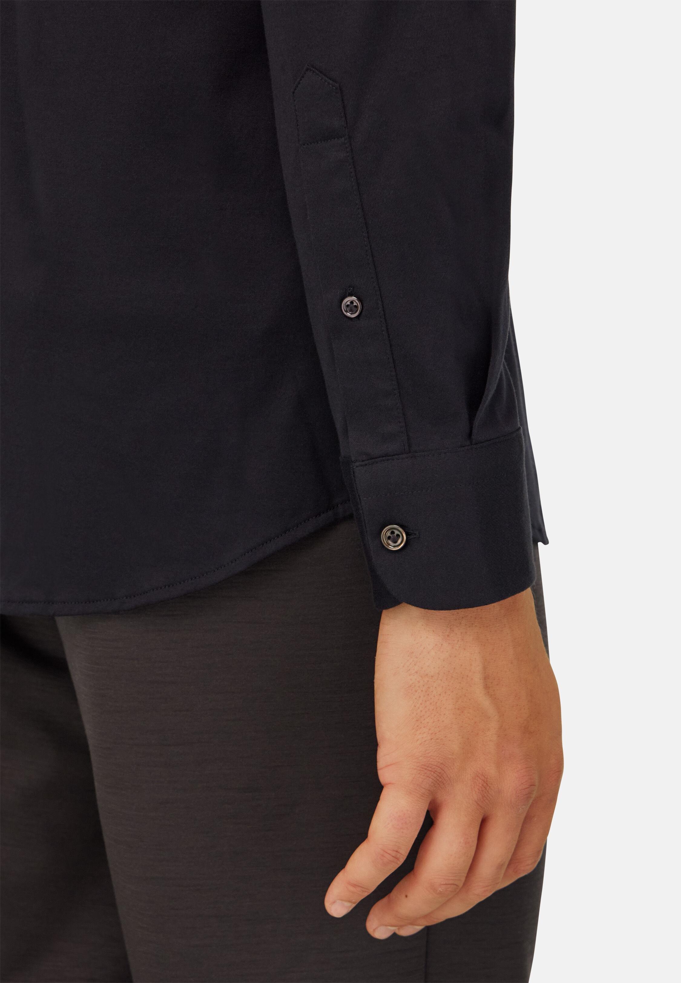 Regular Fit Cotton And Silk Polo Shirt Black, Black, large image number 2