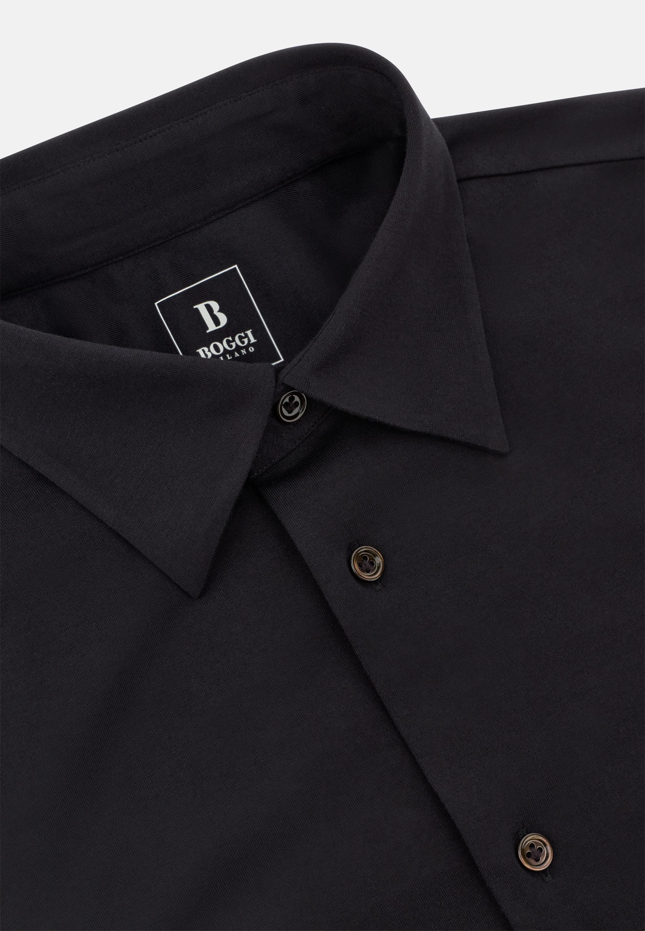 Regular Fit Cotton And Silk Polo Shirt Black, Black, large image number 3