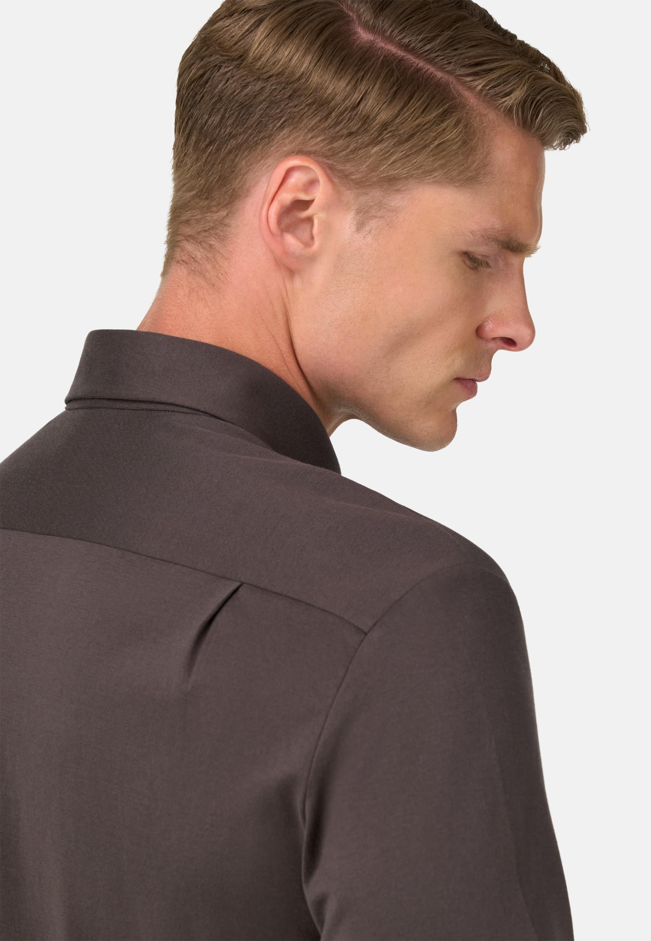 Regular Fit Cotton And Silk Polo Shirt Brown, Brown, large image number 2