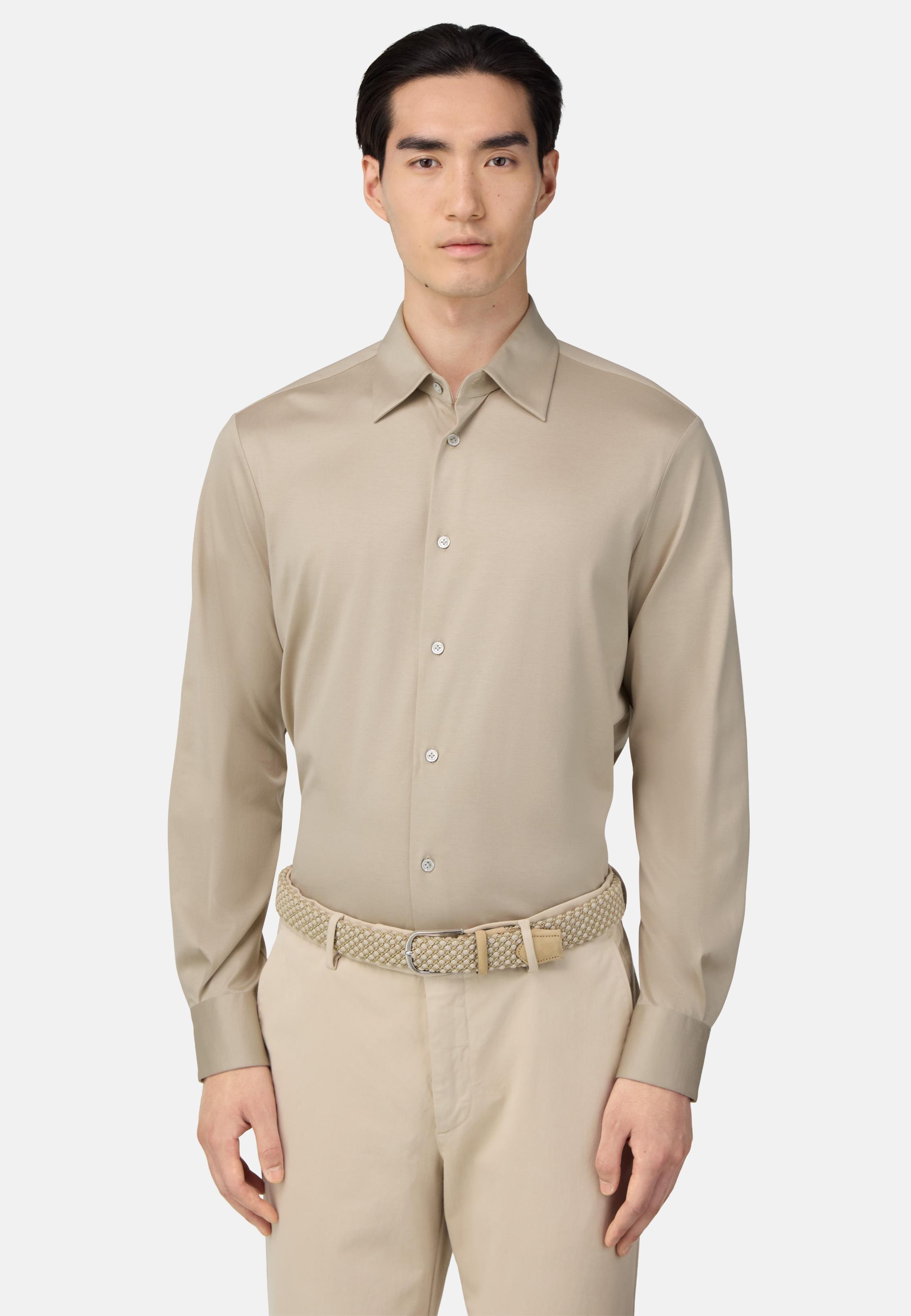Regular Fit Cotton And Silk Polo Shirt Beige, Sand, large image number 0