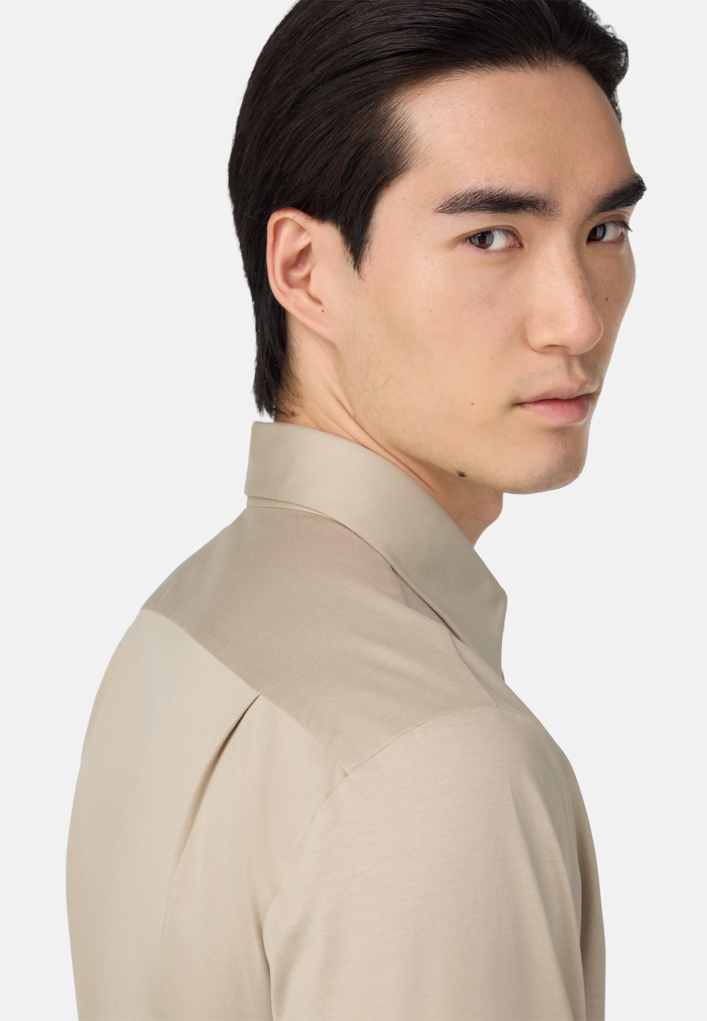 Regular Fit Cotton And Silk Polo Shirt Beige, Sand, large image number 2