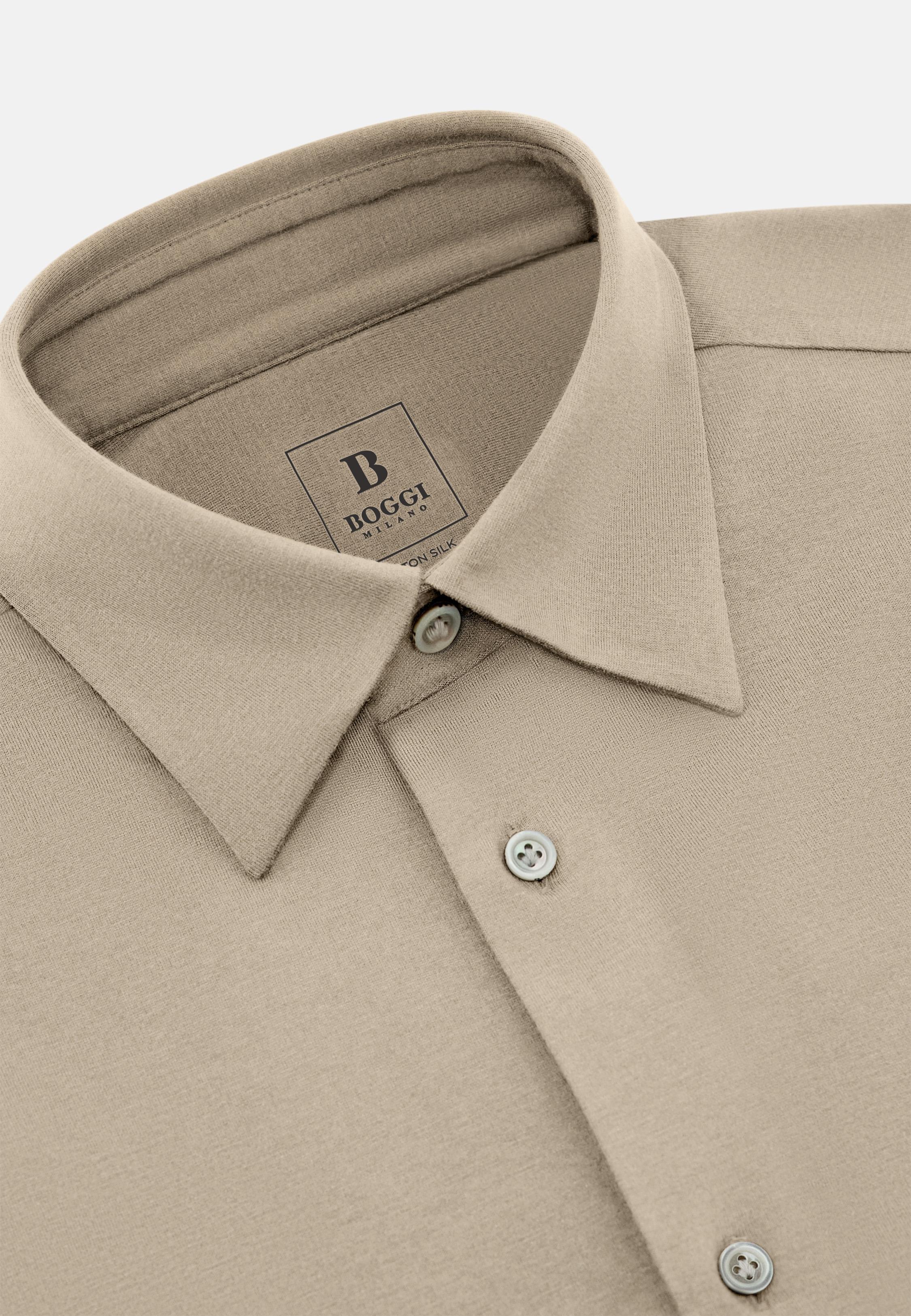 Regular Fit Cotton And Silk Polo Shirt Beige, Sand, large image number 3