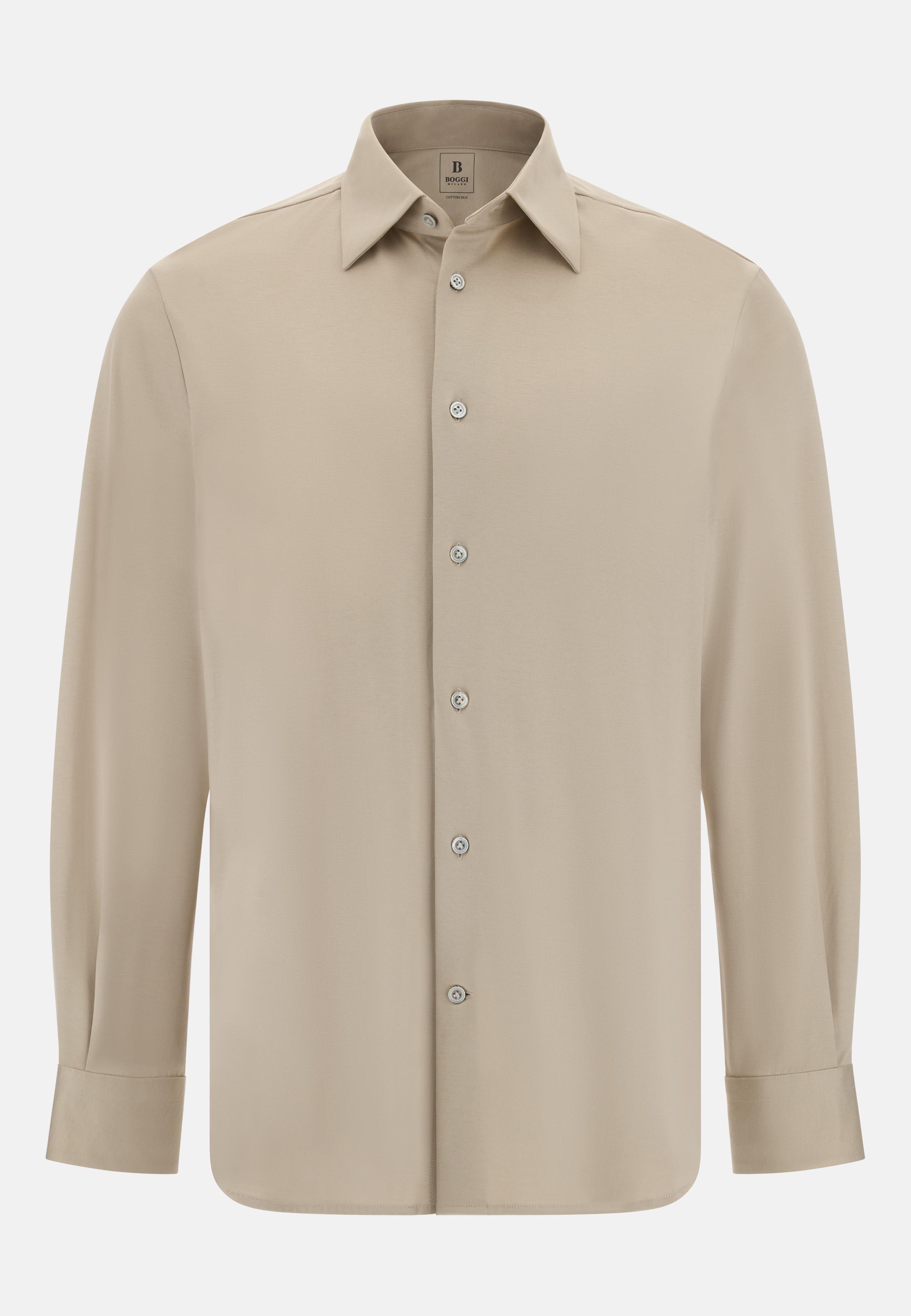 Regular Fit Cotton And Silk Polo Shirt Beige, Sand, large image number 4