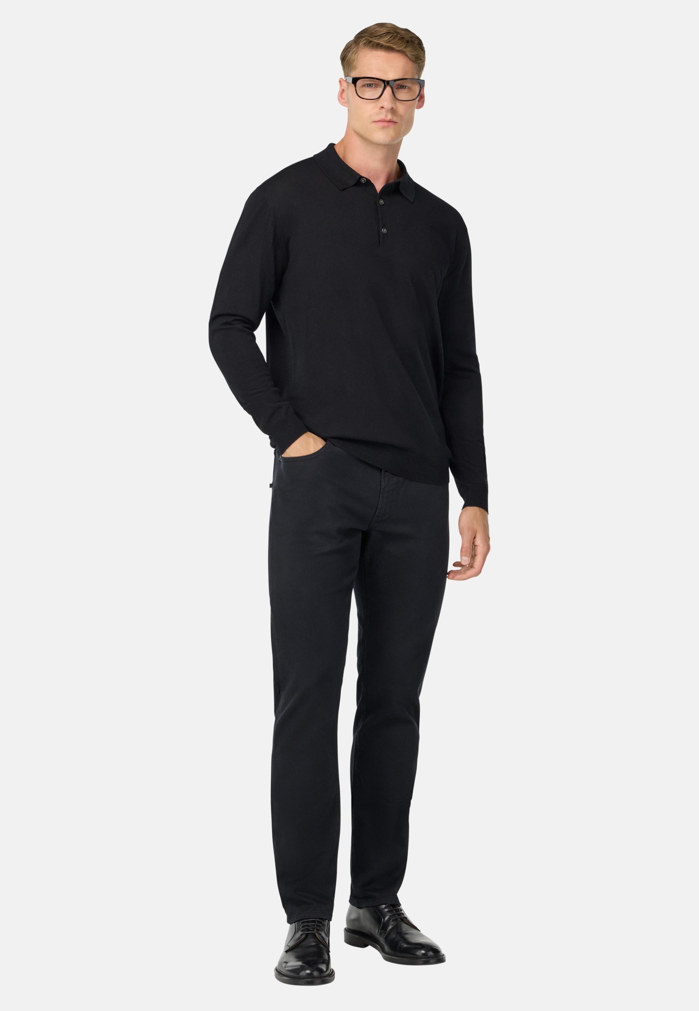 Stretch Cotton Tencel Jeans Navy, Navy blue, medium