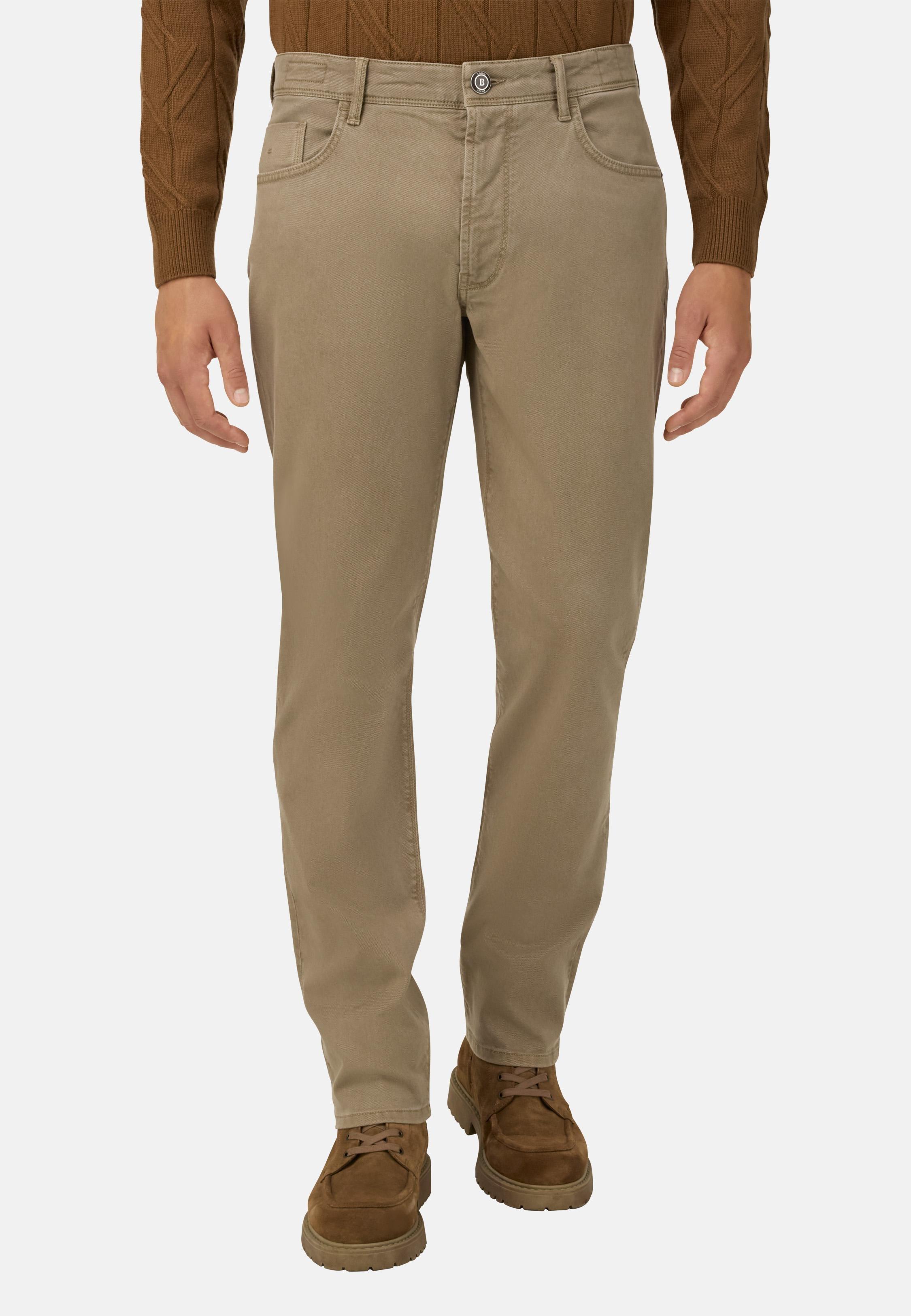 BROWN Stretch Cotton/Tencel Jeans, Taupe, large image number 0