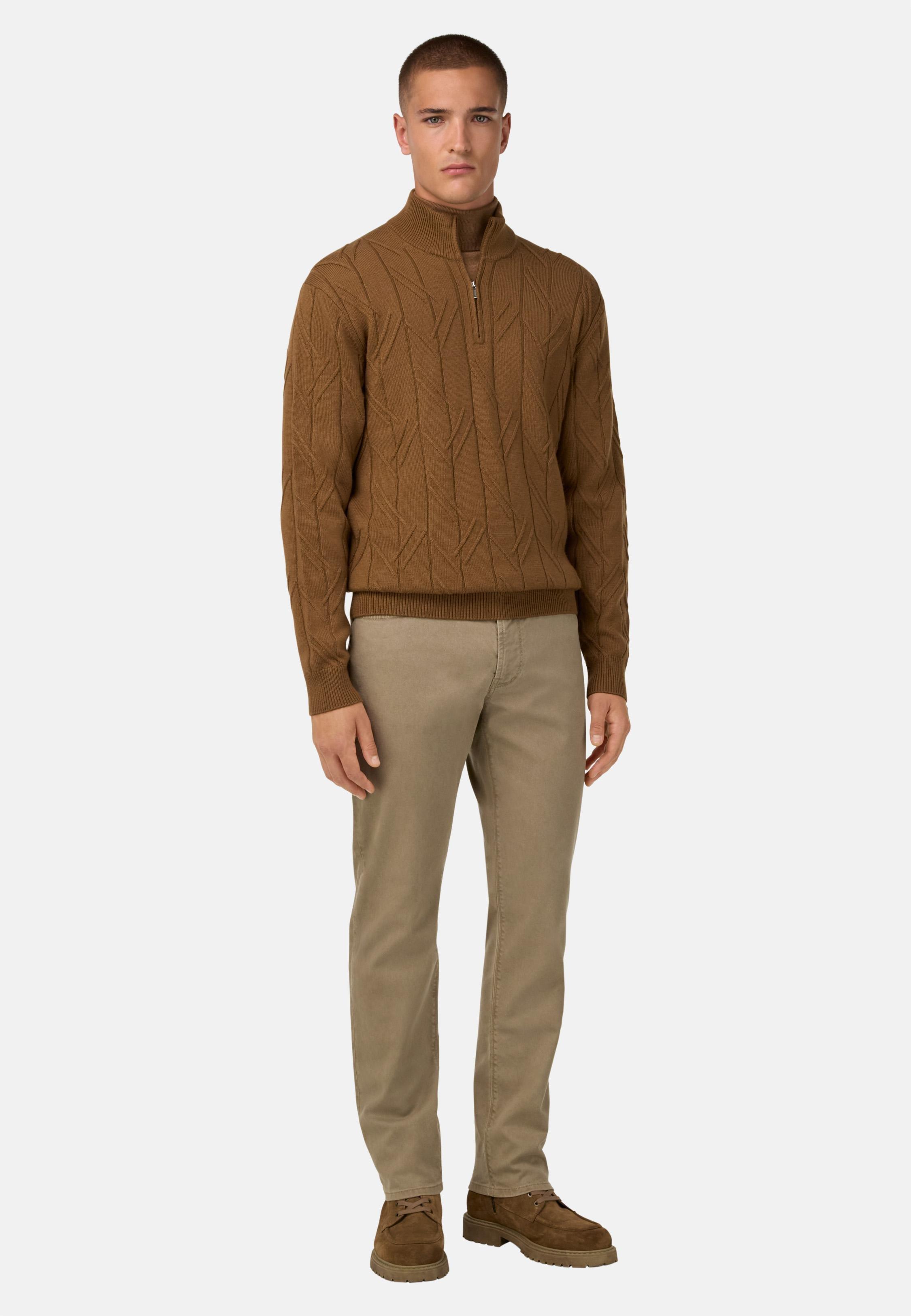 BROWN Stretch Cotton/Tencel Jeans, Taupe, large image number 1