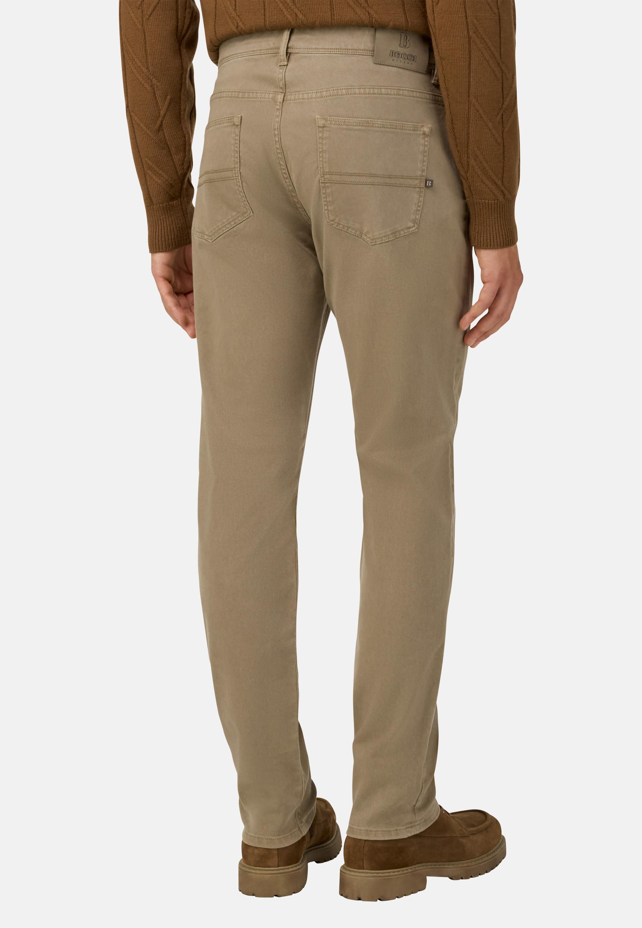 BROWN Stretch Cotton/Tencel Jeans, Taupe, large image number 2