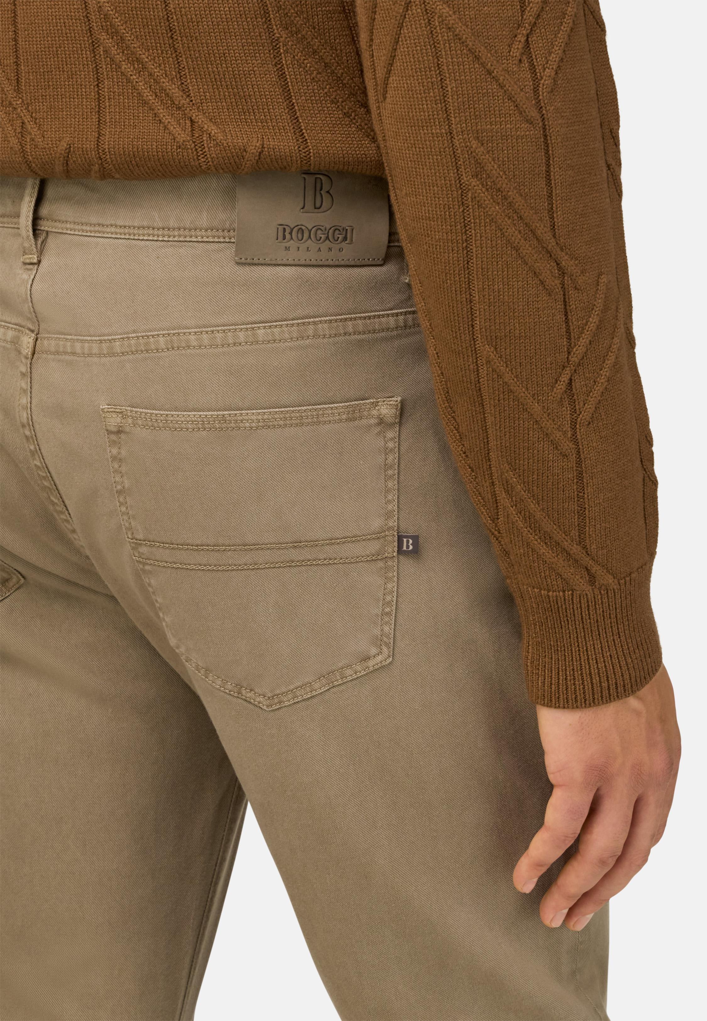 BROWN Stretch Cotton/Tencel Jeans, Taupe, medium