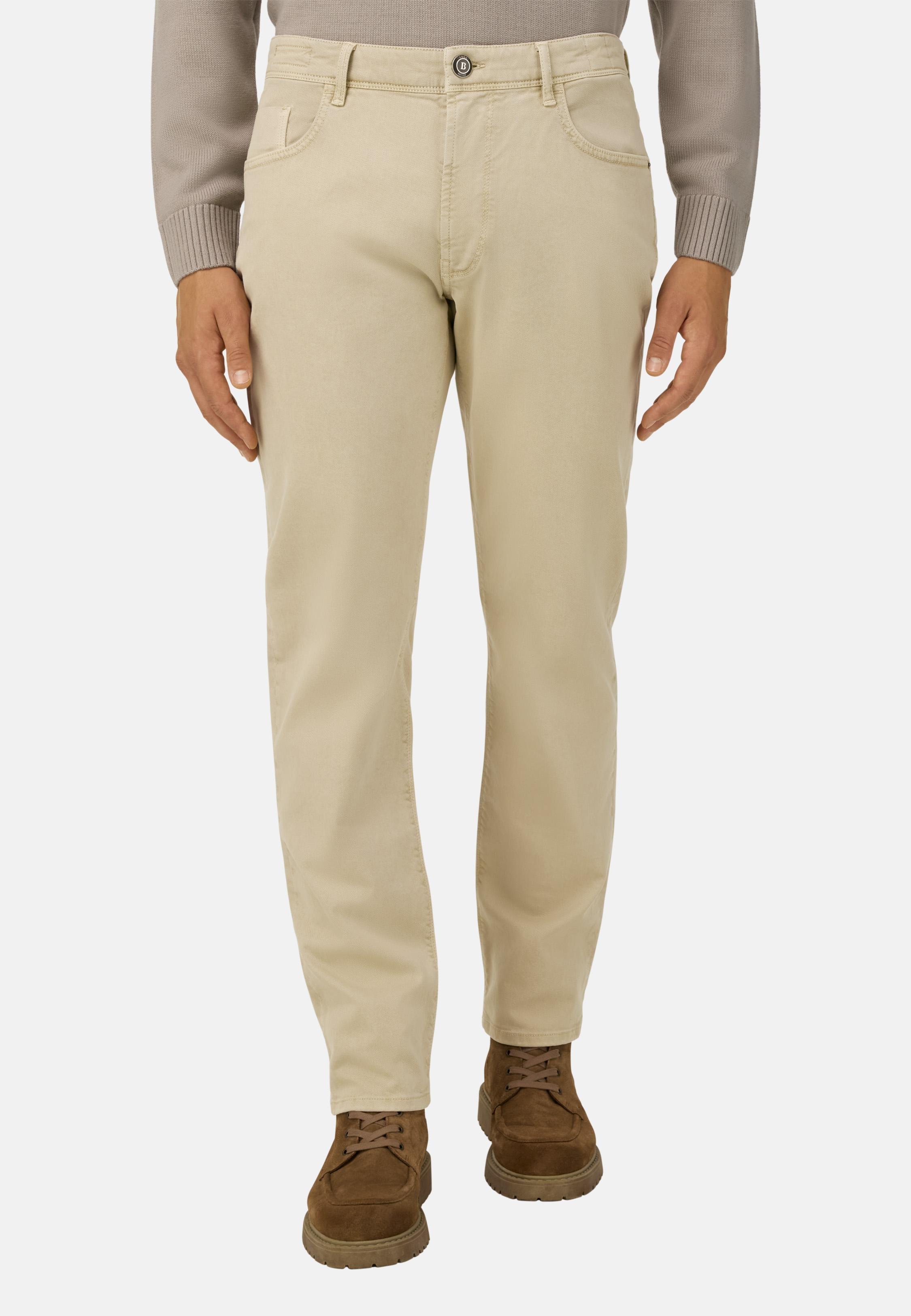 BEIGE Stretch Cotton/Tencel Jeans, Sand, medium