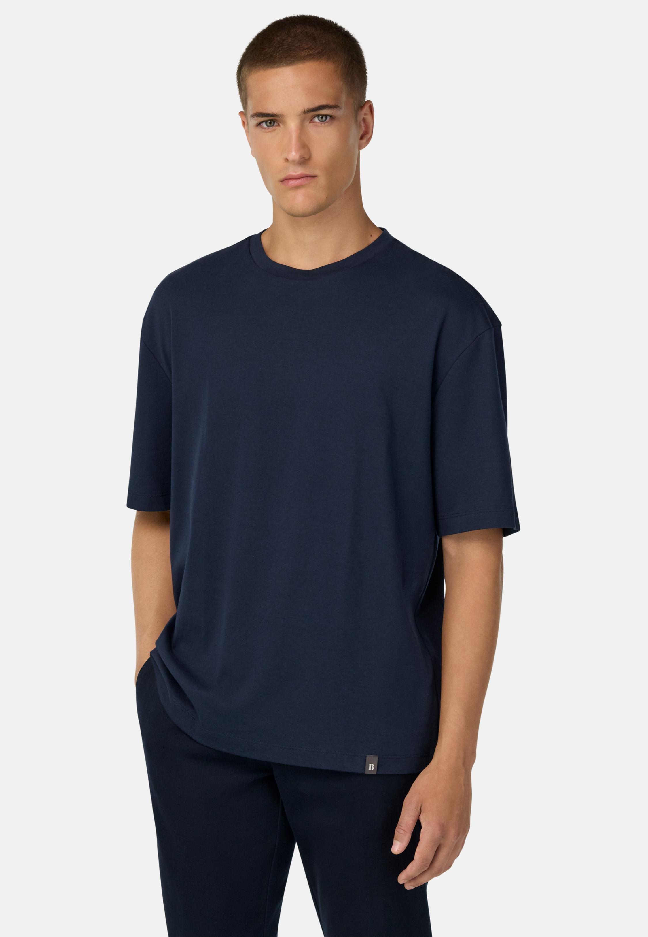 Pima Cotton T-Shirt Blue, DARK NAVY, medium
