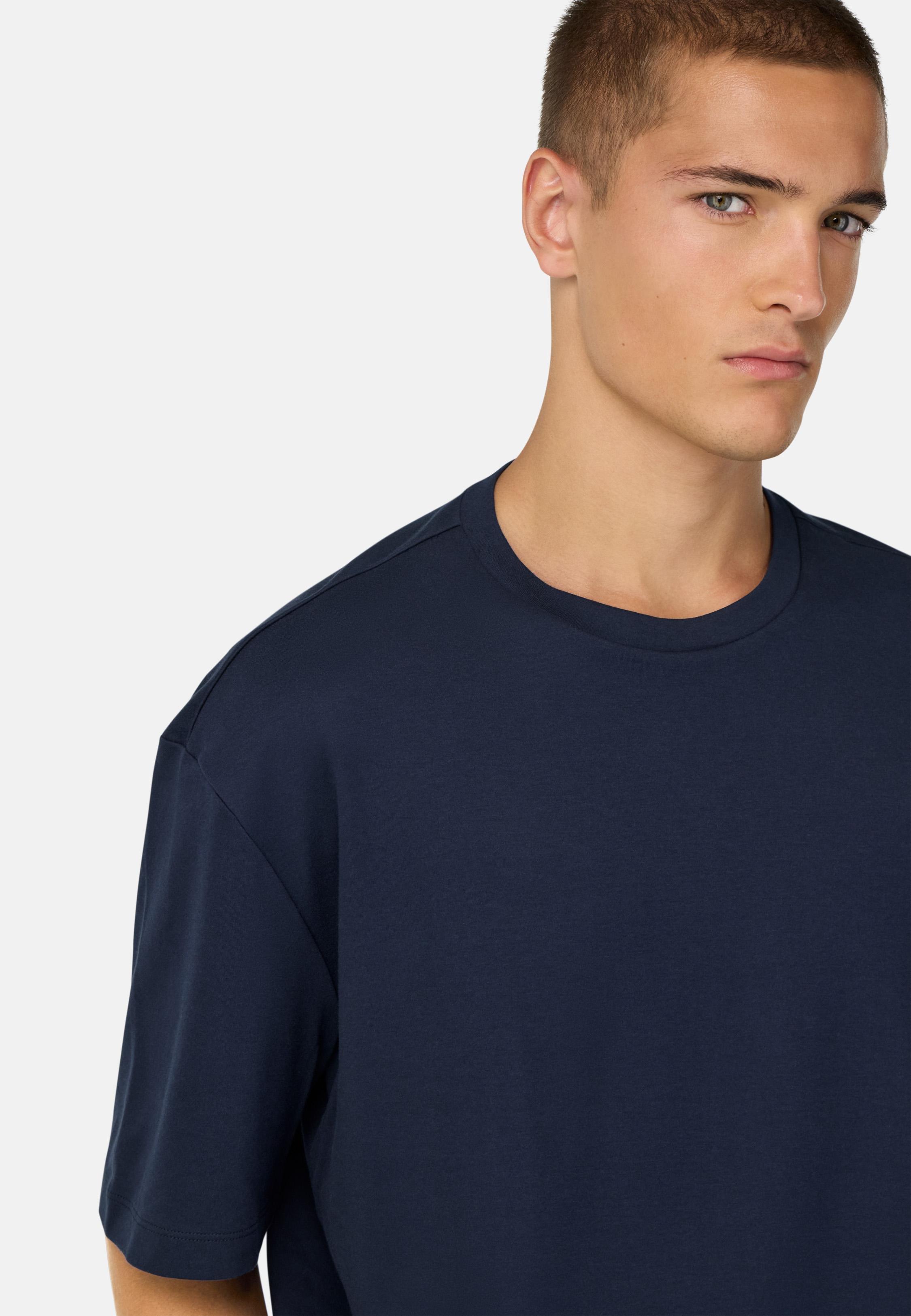 Pima Cotton T-Shirt Blue, DARK NAVY, medium