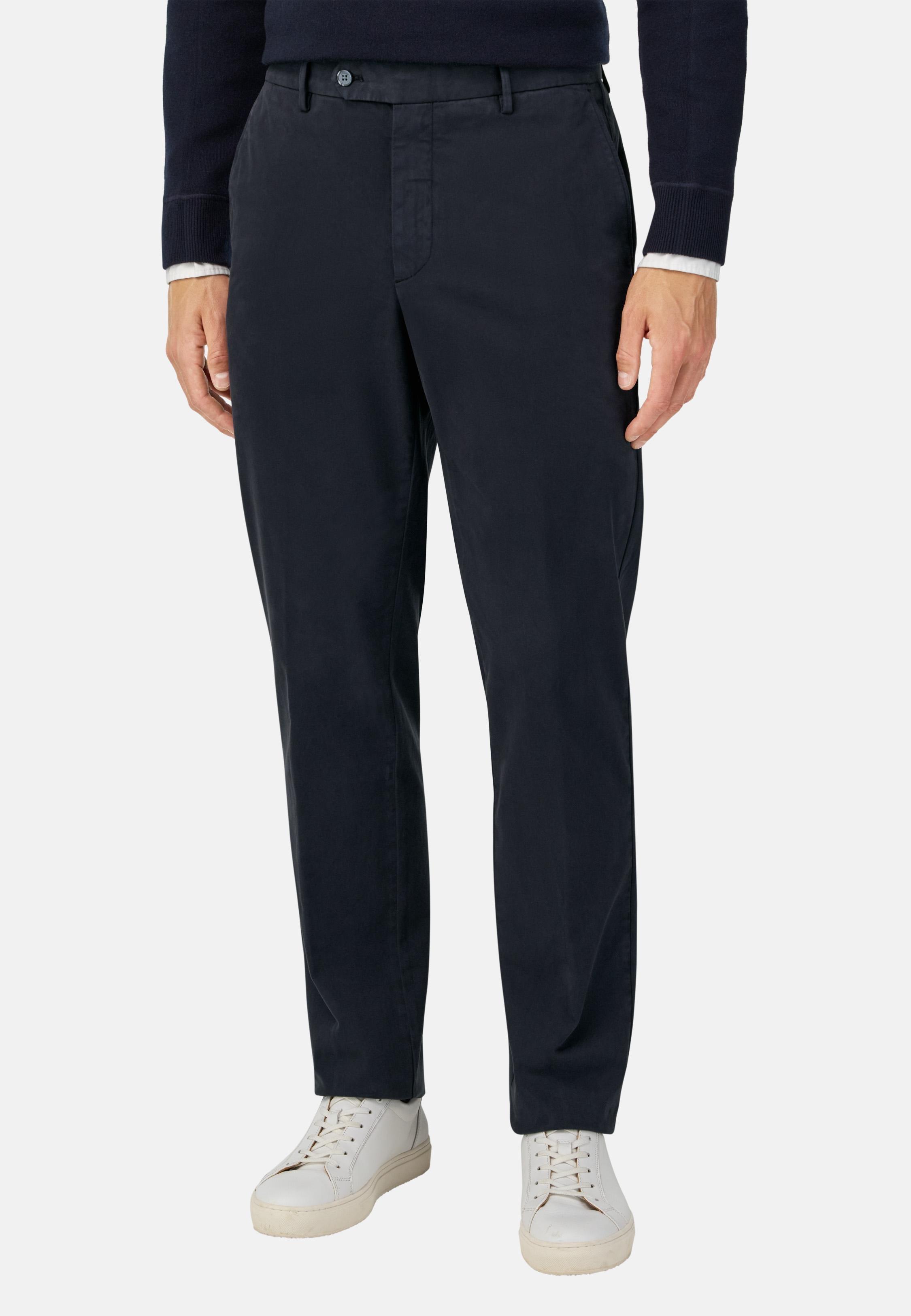 Stretch Cotton Trousers Blue, , medium
