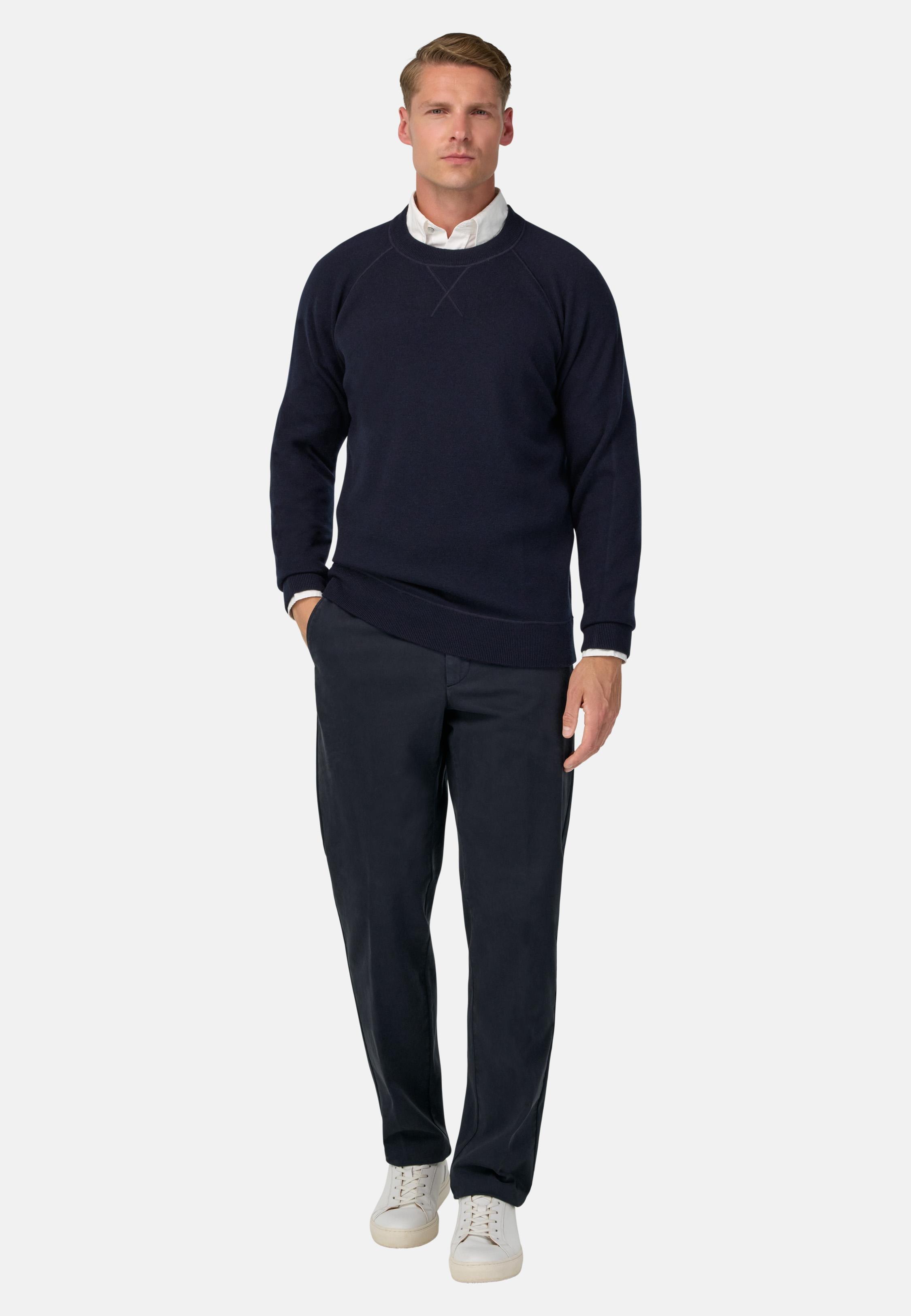 Stretch Cotton Trousers Blue, Navy blue, medium