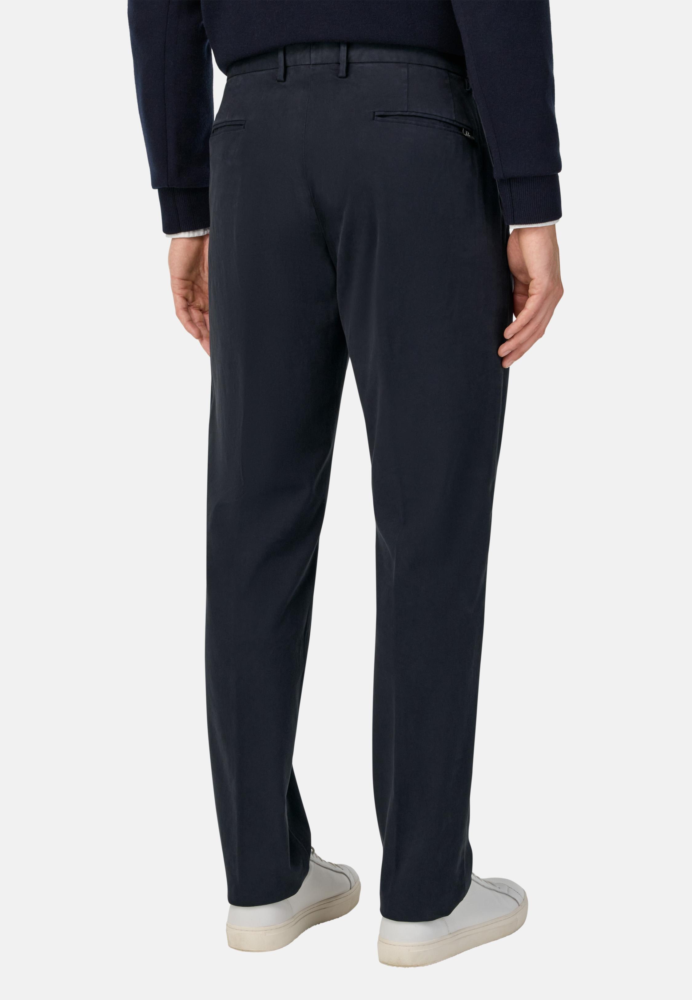 Stretch Cotton Trousers Blue, Navy blue, medium