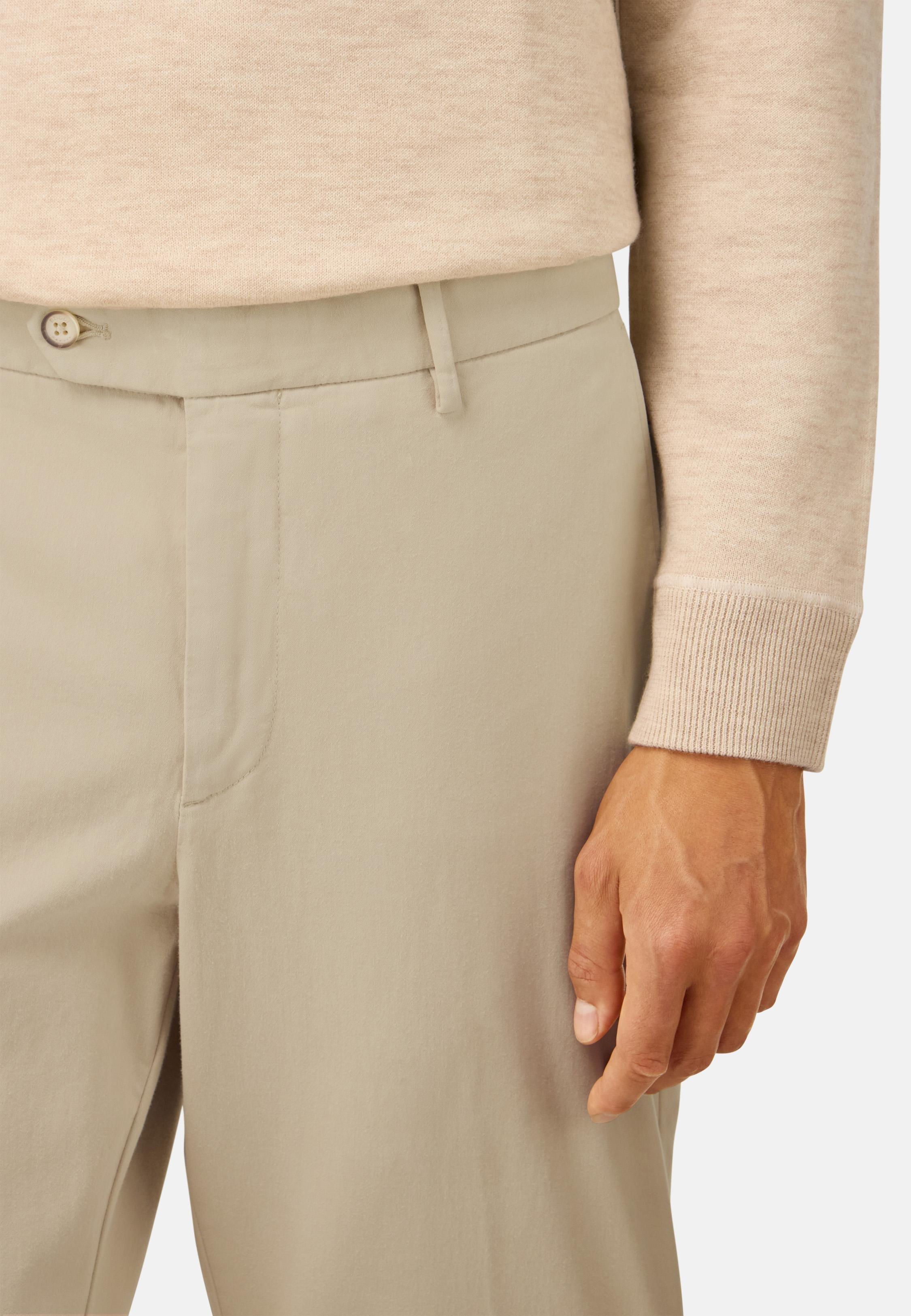 Stretch Cotton Trousers Beige, , large image number 3