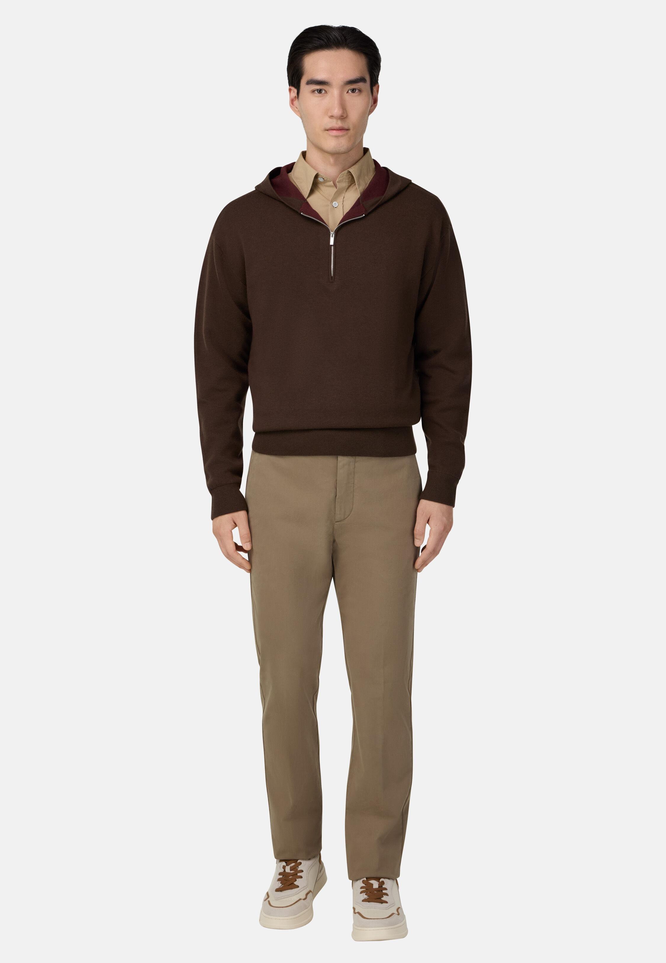 Stretch Cotton Trousers Brown, Taupe, large image number 3